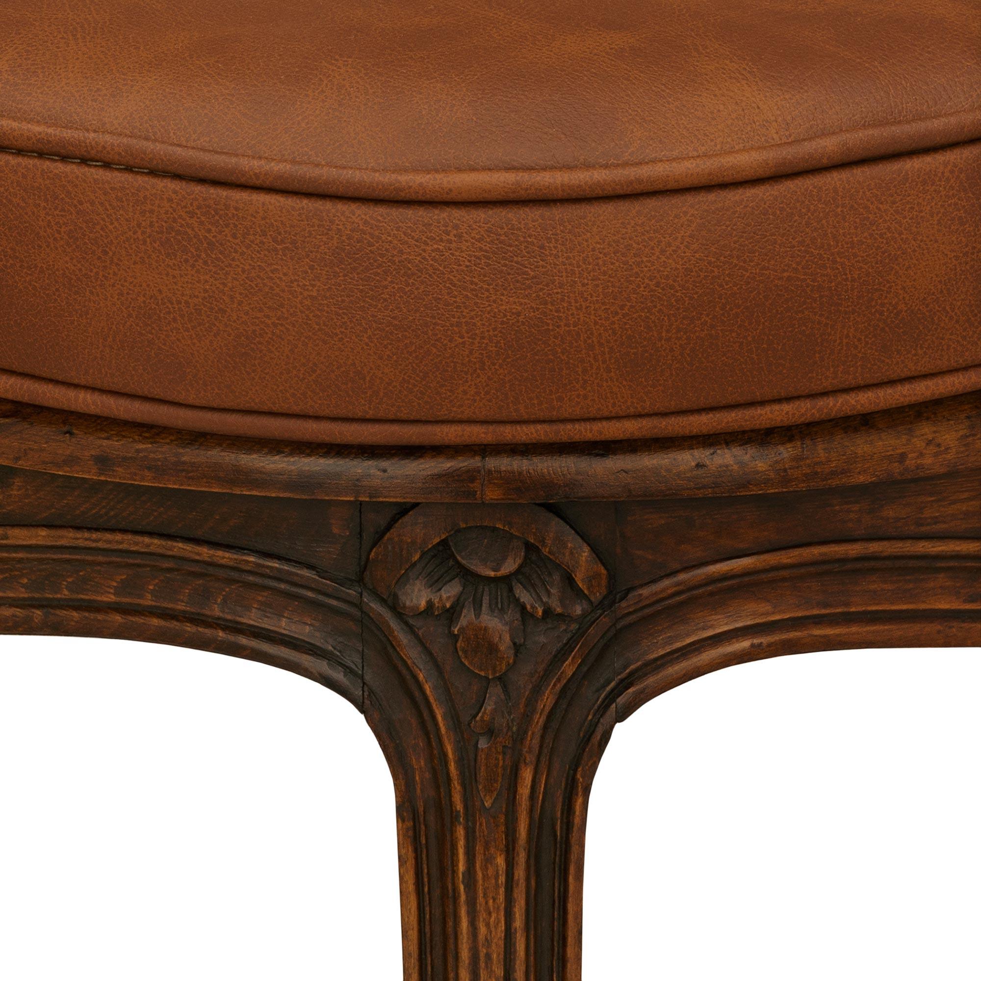 Französisch 19. Jahrhundert Louis XV st. Eiche Eitelkeit / Schreibtischstuhl im Angebot 2