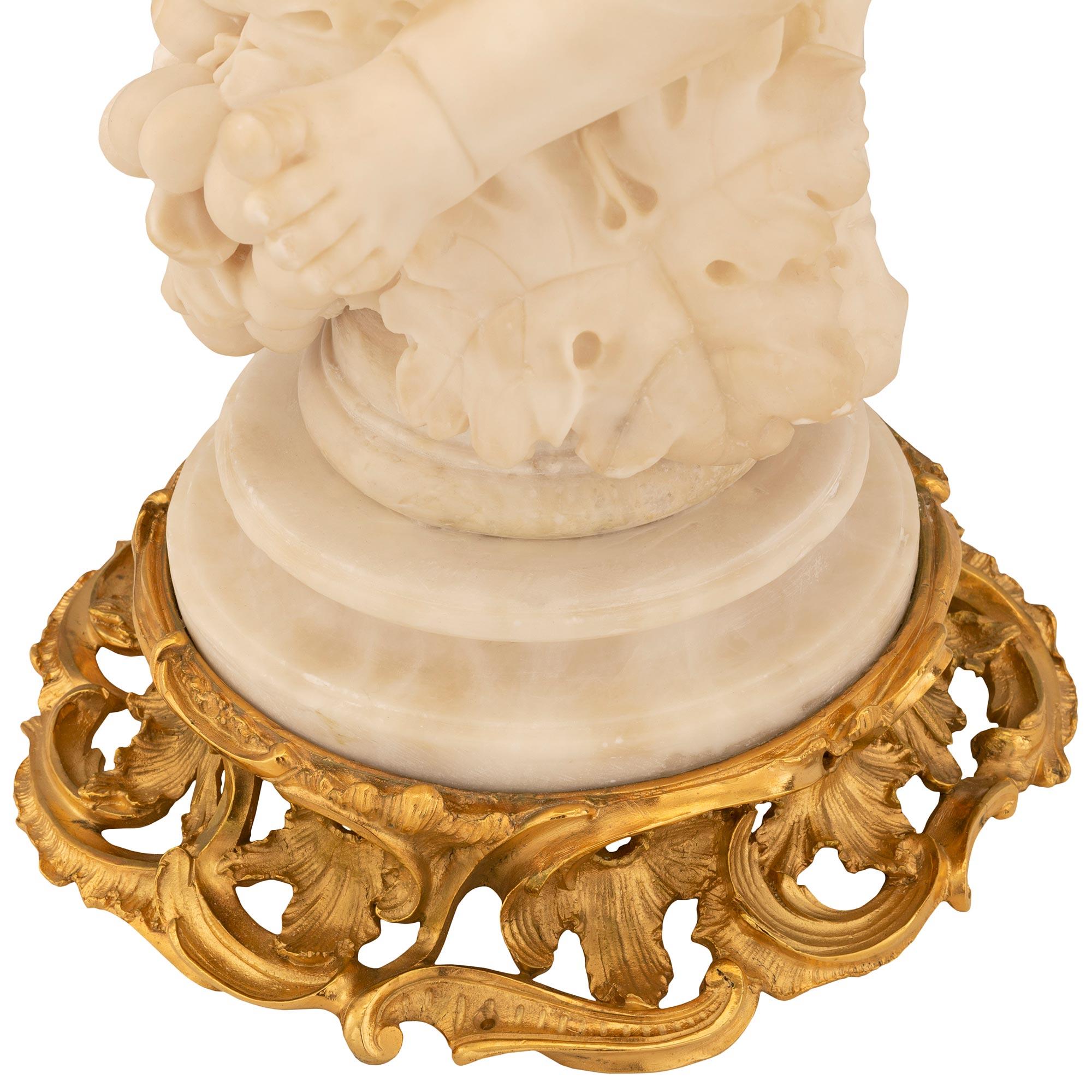French, 19th Century, Louis XV St. Ormolu and Alabaster Lamp For Sale 5