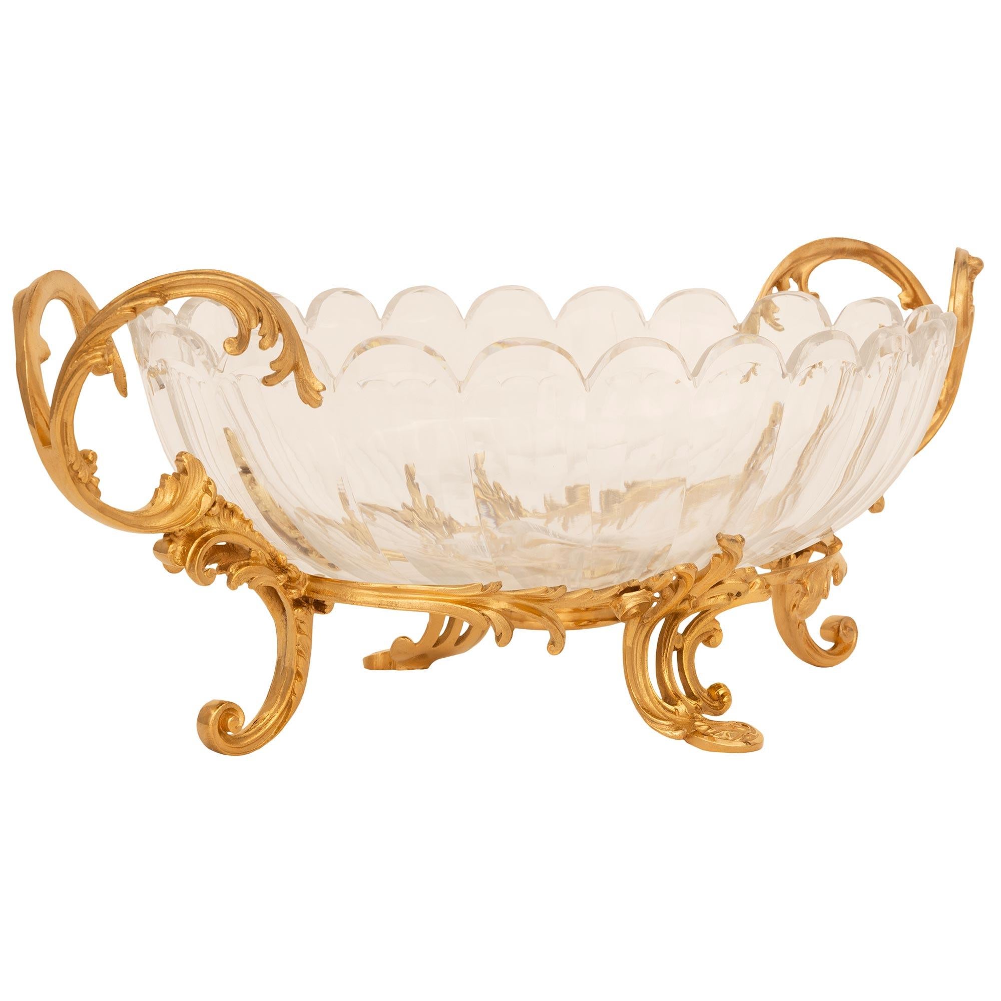French 19th Century Louis XV St. Ormolu And Baccarat Crystal Centerpiece In Good Condition For Sale In West Palm Beach, FL