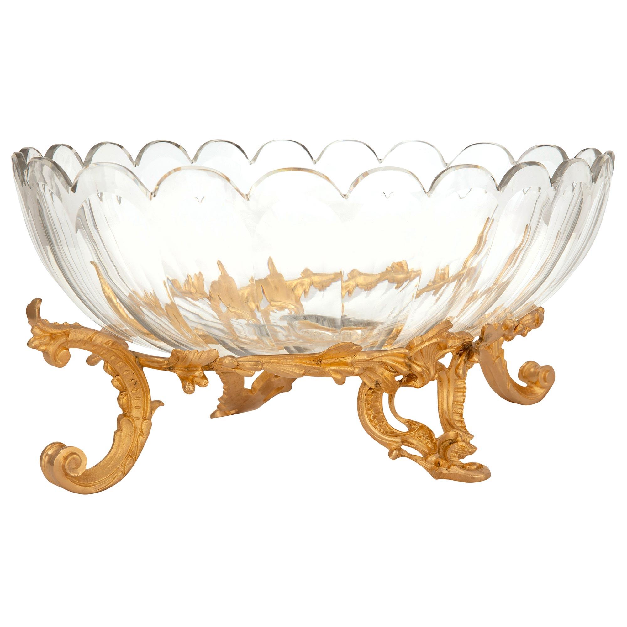 French 19th Century Louis XV St. Ormolu and Baccarat Crystal Centerpiece In Good Condition For Sale In West Palm Beach, FL