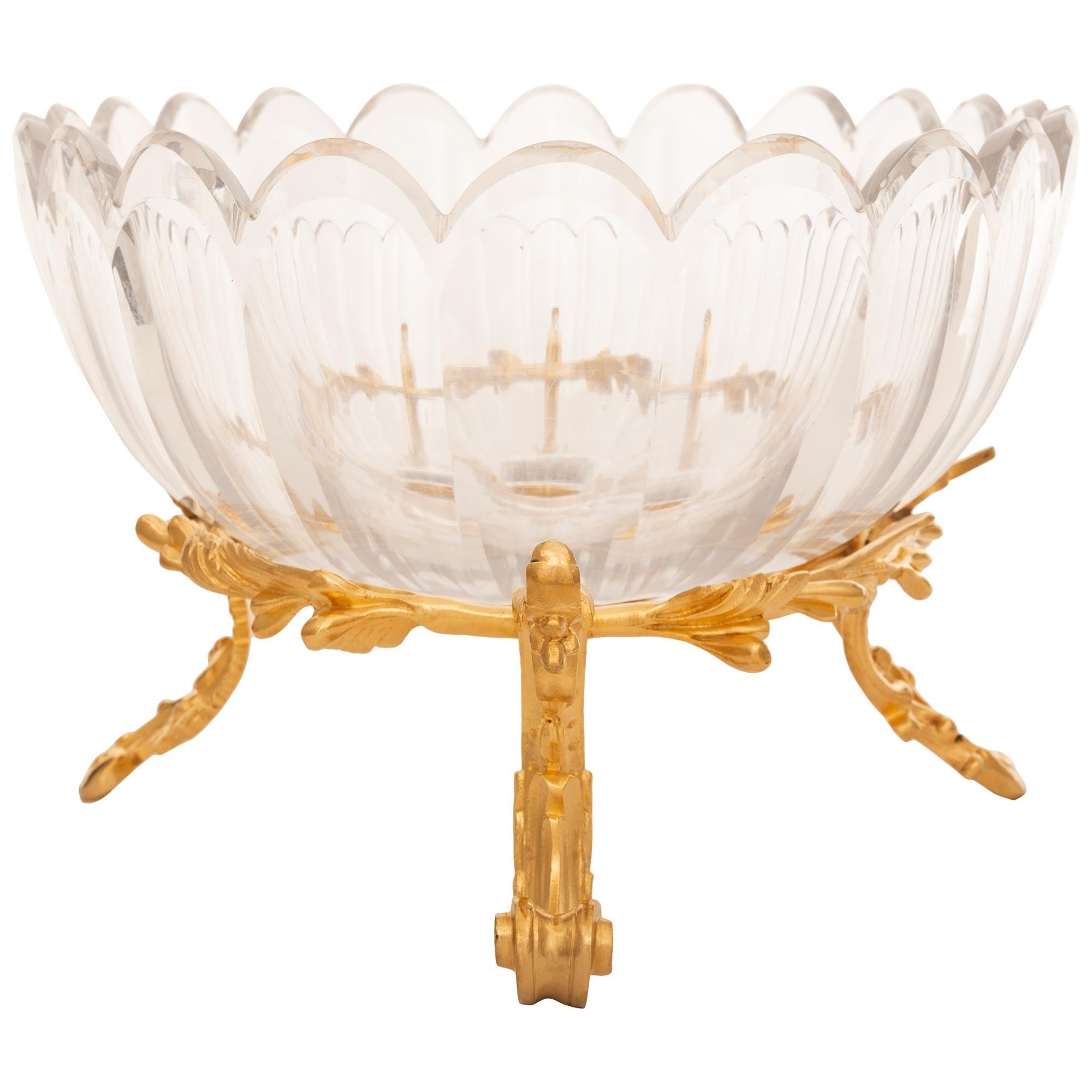 French 19th Century Louis XV St. Ormolu And Baccarat Crystal Centerpiece For Sale 1