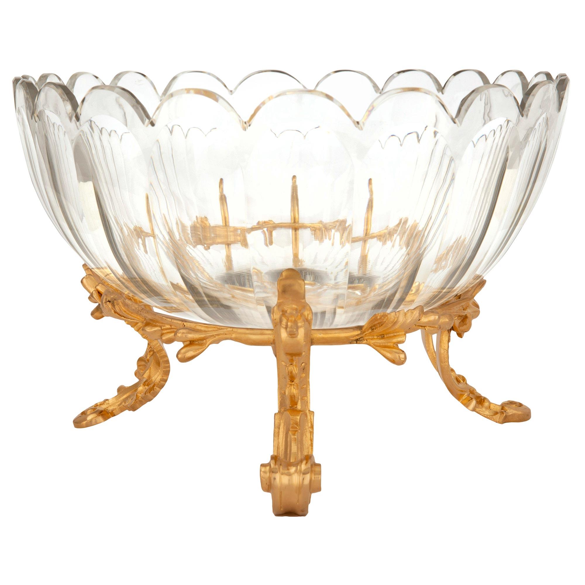 French 19th Century Louis XV St. Ormolu and Baccarat Crystal Centerpiece For Sale 1