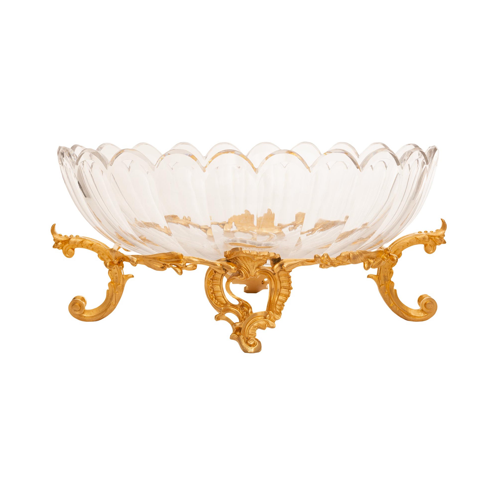 Centre de table français du 19ème siècle de style Louis XV en ormolu et cristal de Baccarat