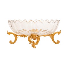 Centre de table français du 19ème siècle de style Louis XV en ormolu et cristal de Baccarat