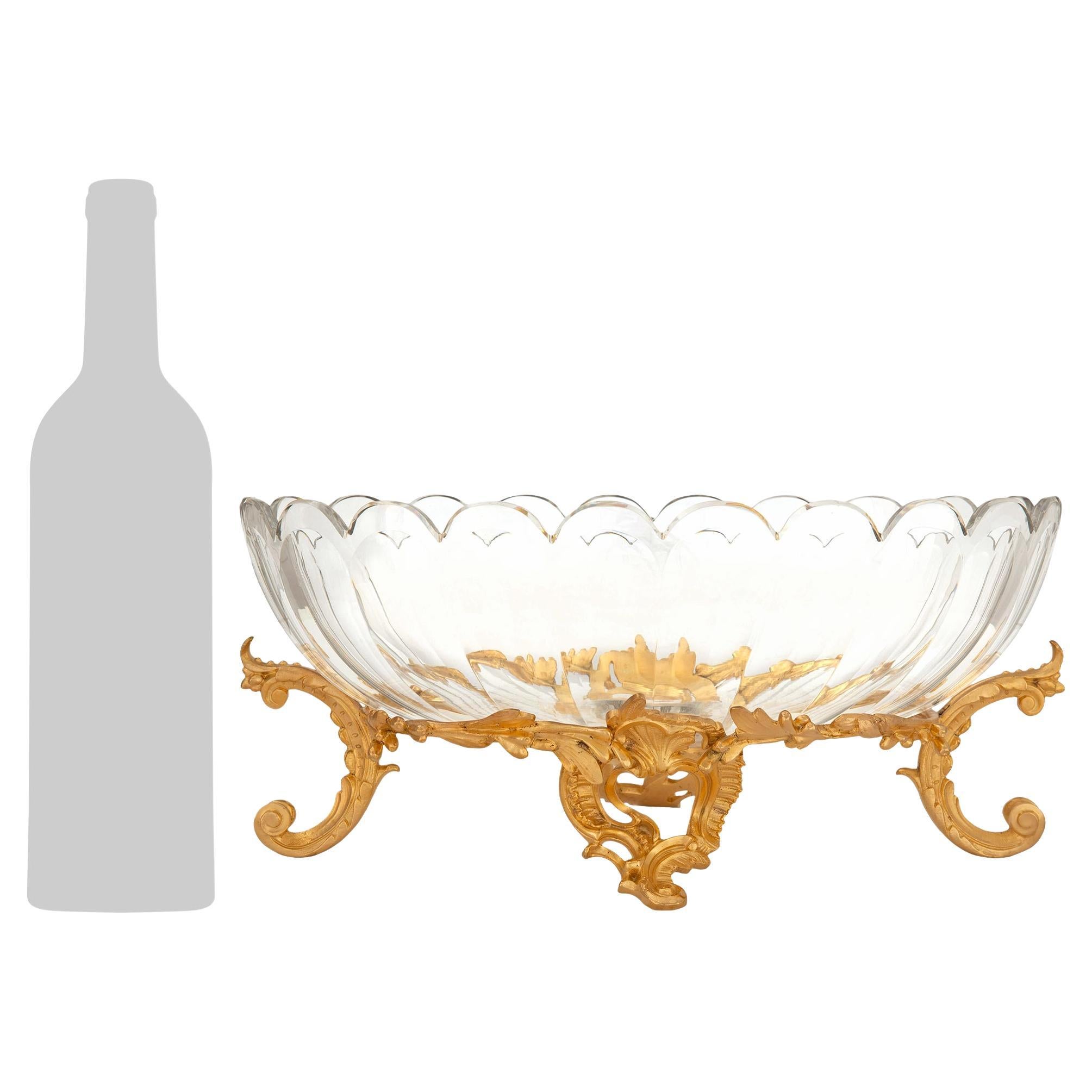 French 19th Century Louis XV St. Ormolu and Baccarat Crystal Centerpiece For Sale