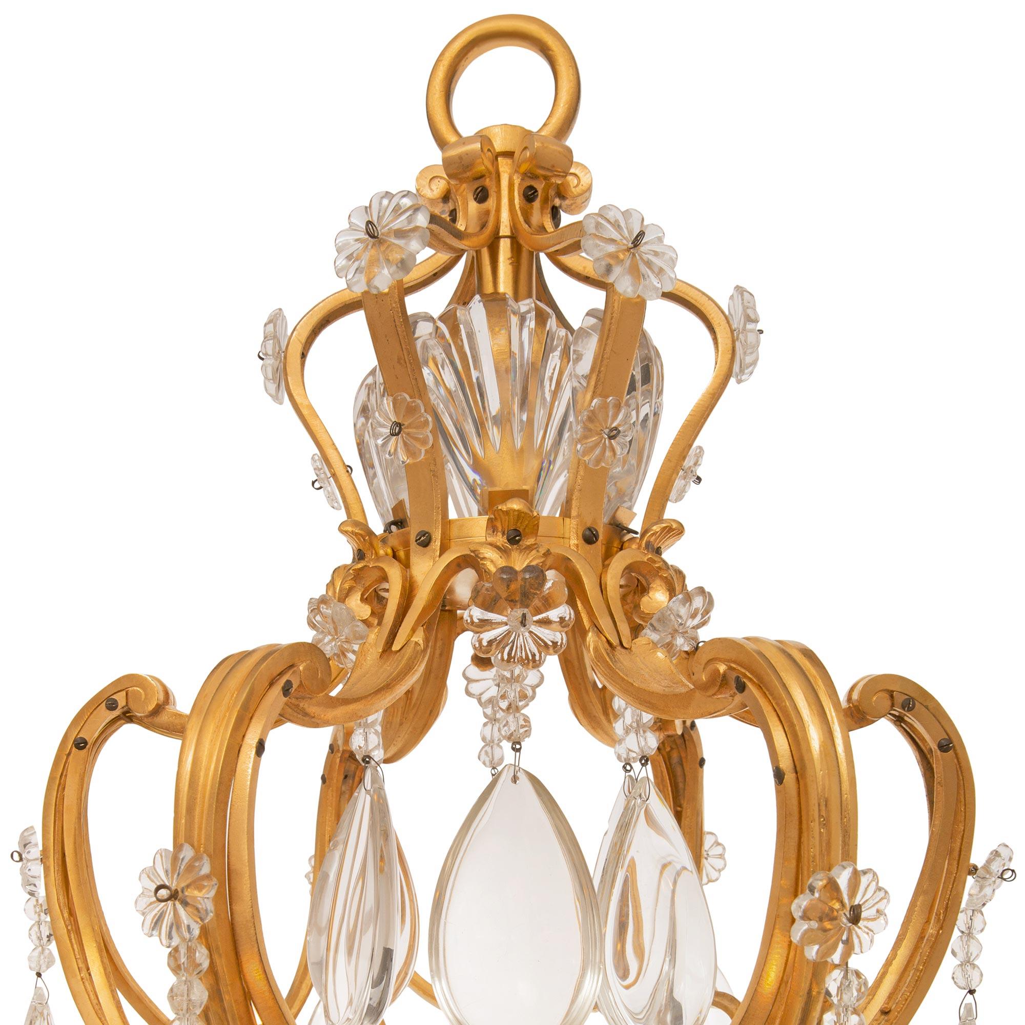 French 19th Century Louis XV St. Ormolu And Baccarat Crystal Chandelier For Sale 1