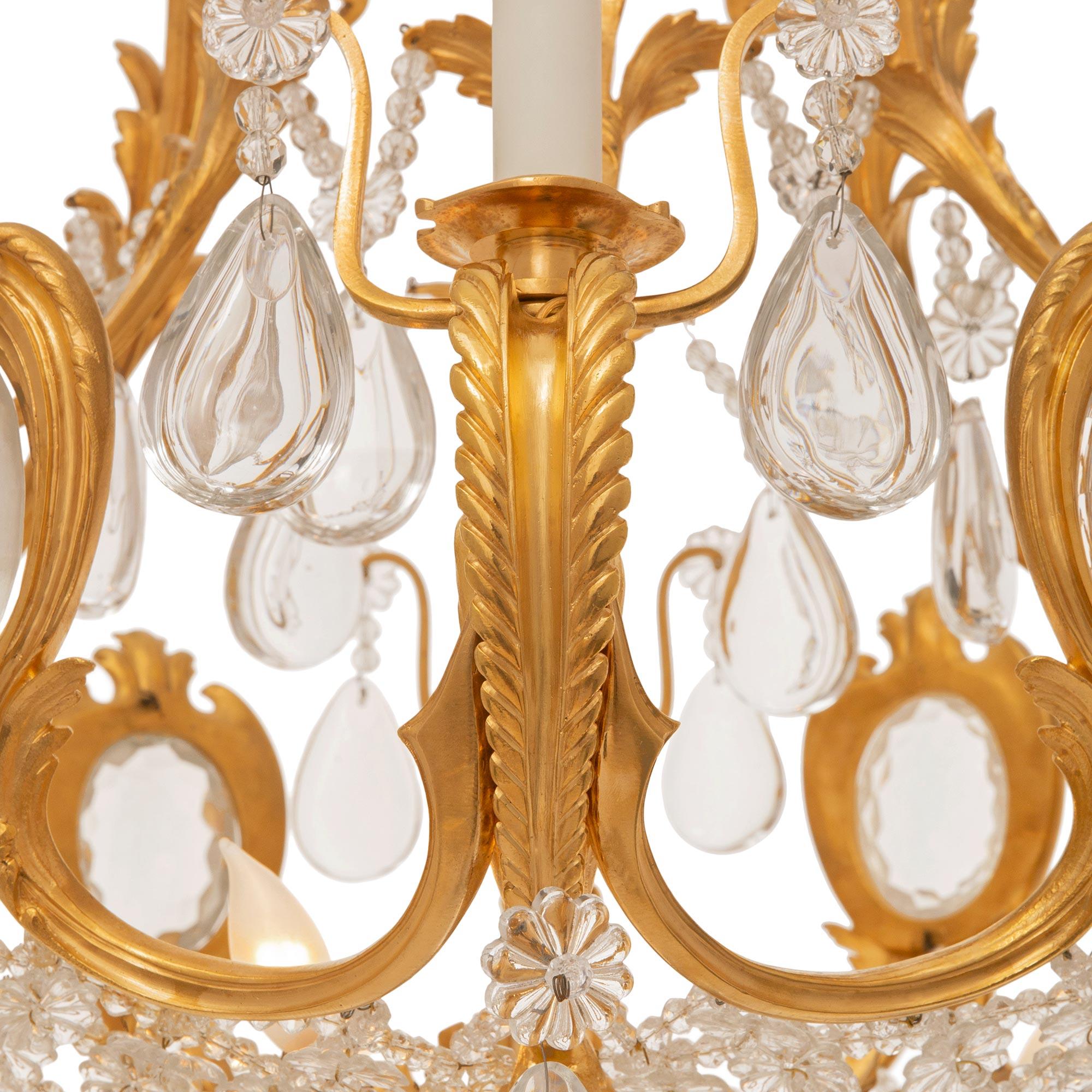 French 19th Century Louis XV St. Ormolu And Baccarat Crystal Chandelier For Sale 2