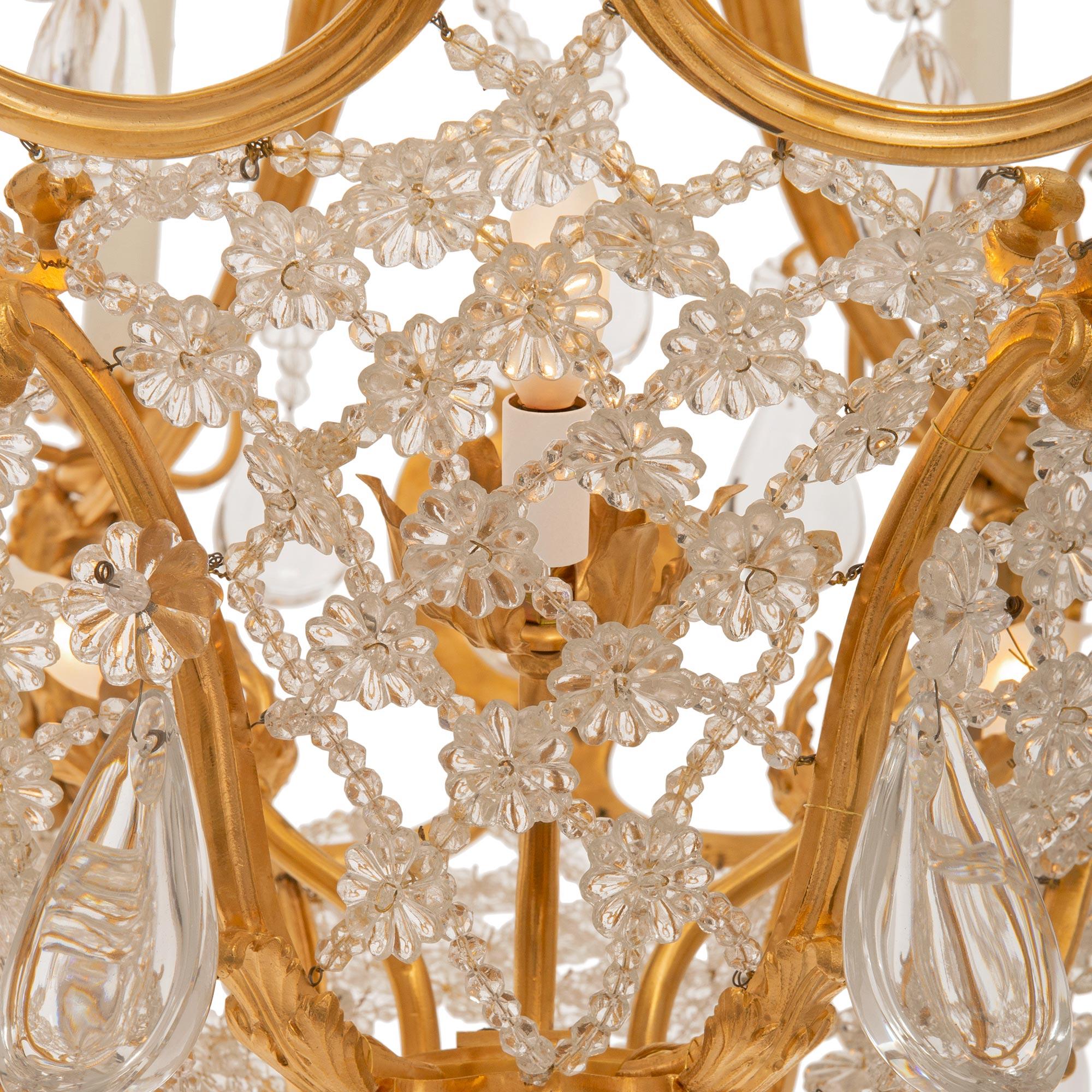 French 19th Century Louis XV St. Ormolu And Baccarat Crystal Chandelier For Sale 4
