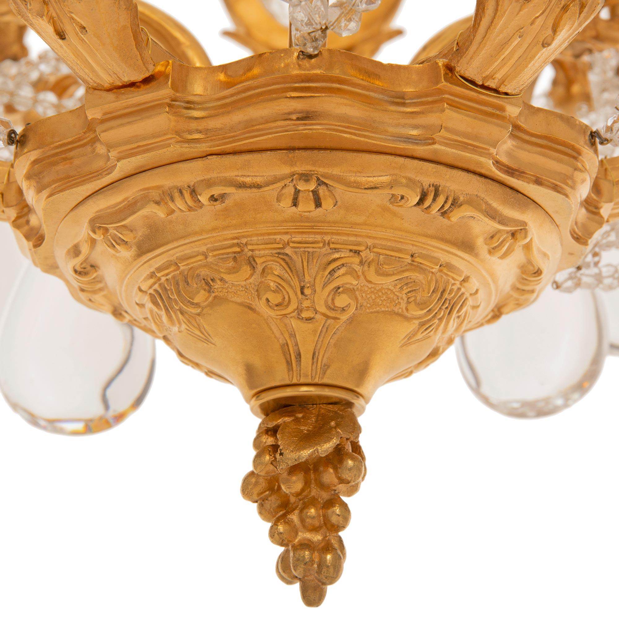 French 19th Century Louis XV St. Ormolu And Baccarat Crystal Chandelier For Sale 5