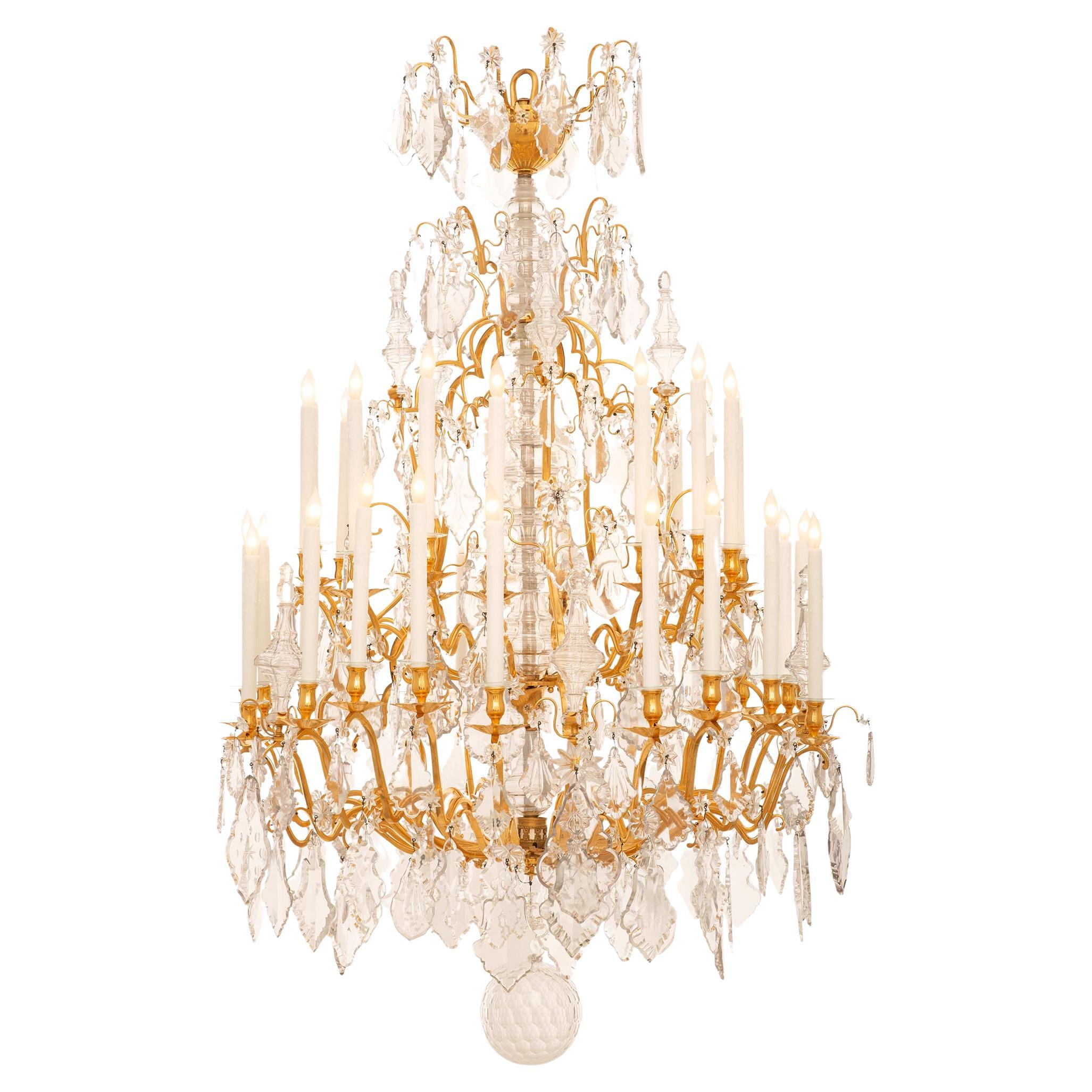 French 19th century Louis XV st. Ormolu and Baccarat Crystal chandelier.