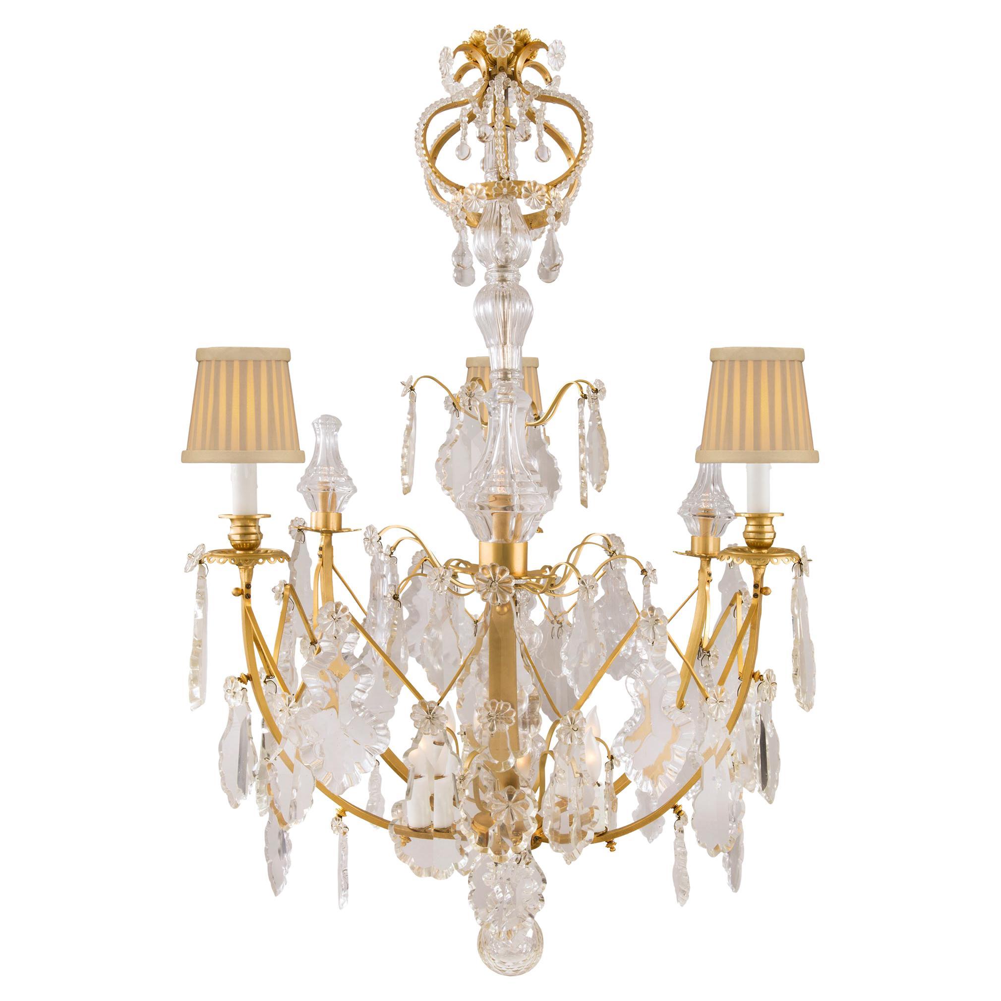 French 19th Century Louis XV St. Ormolu and Crystal Twelve-Light Chandelier For Sale