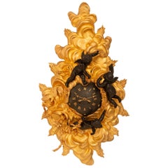 French 19th Century Louis XV St. Ormolu And Patinated Bronze Cartel Clock