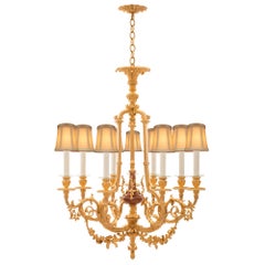 French 19th Century Louis XV St. Ormolu and Rouge Royale Marble Chandelier