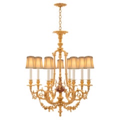 French 19th Century Louis XV St. Ormolu and Rouge Royale Marble Chandelier