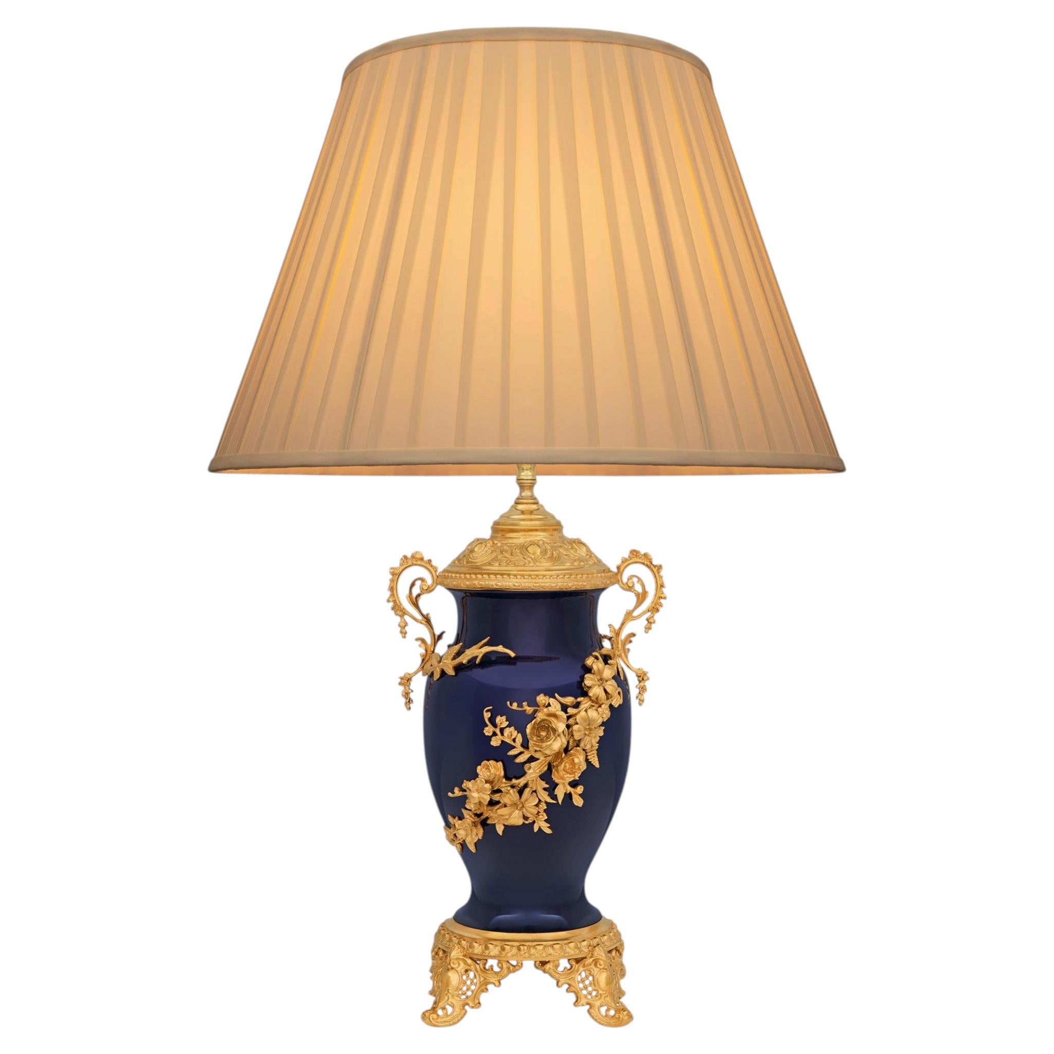 French 19th century Louis XV st. Ormolu and Sèvres Porcelain lamp