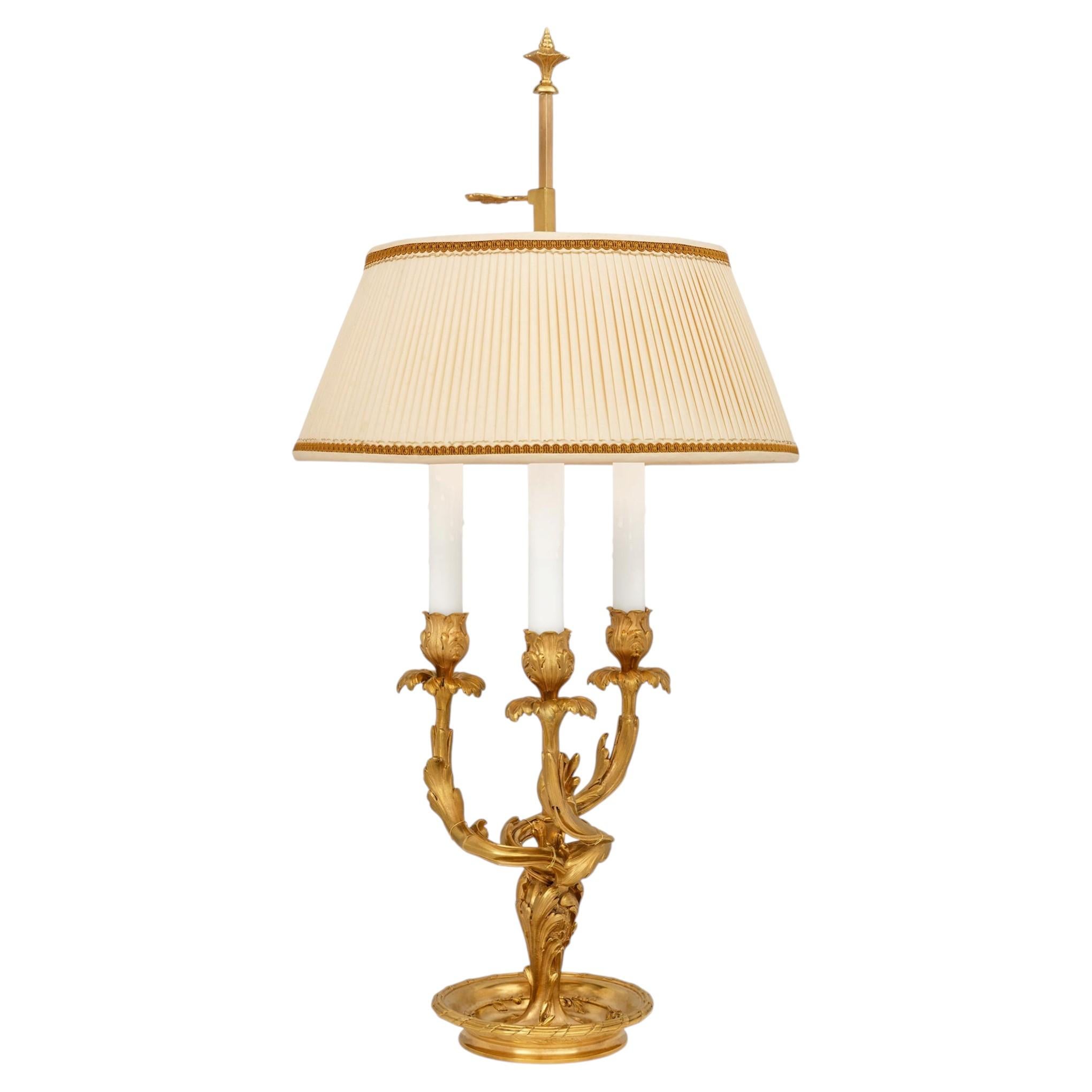 French 19th century Louis XV st. Ormolu Bouillotte lamp