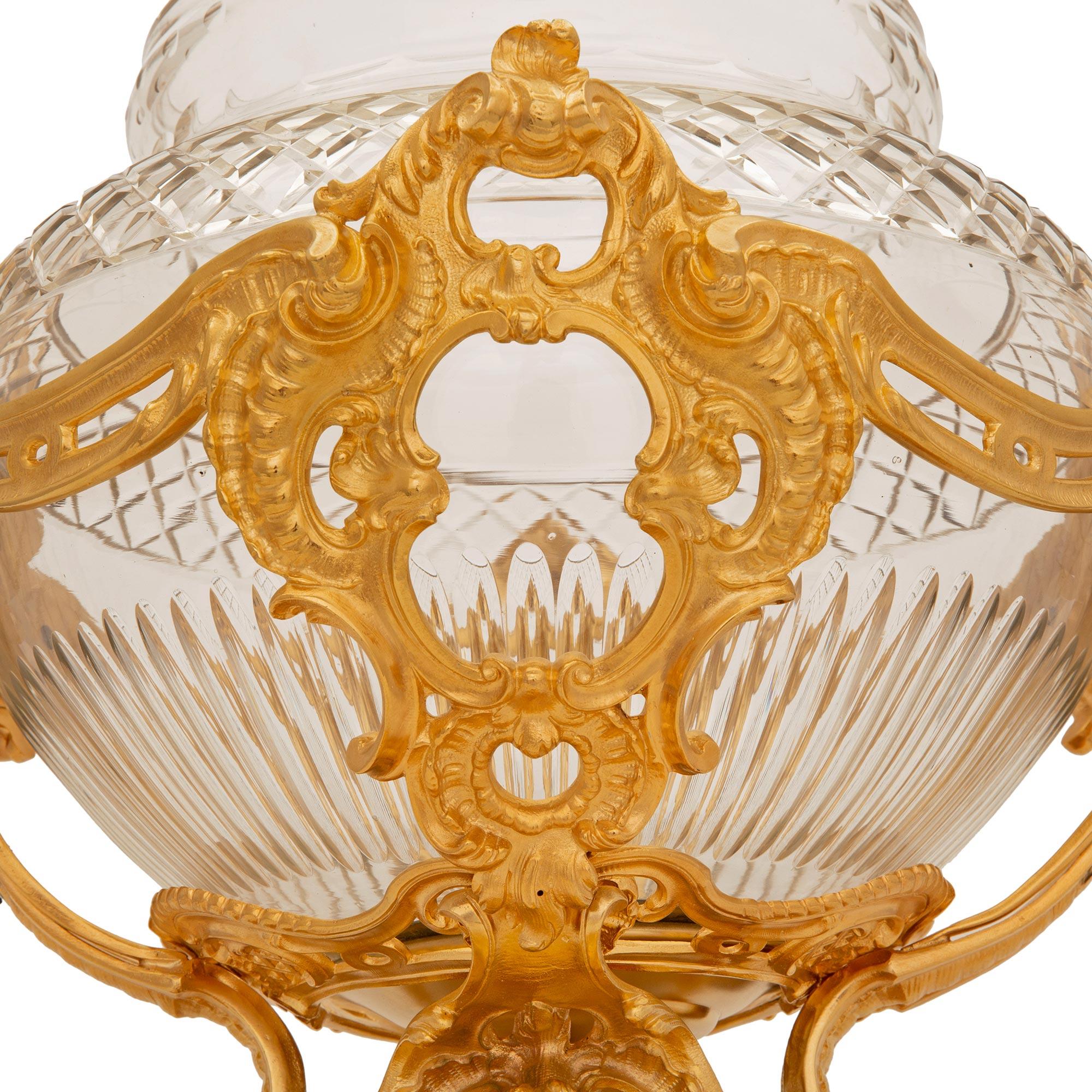 French 19th Century Louis XV St. Ormolu, Bronze and Baccarat Crystal Centerpiece For Sale 3