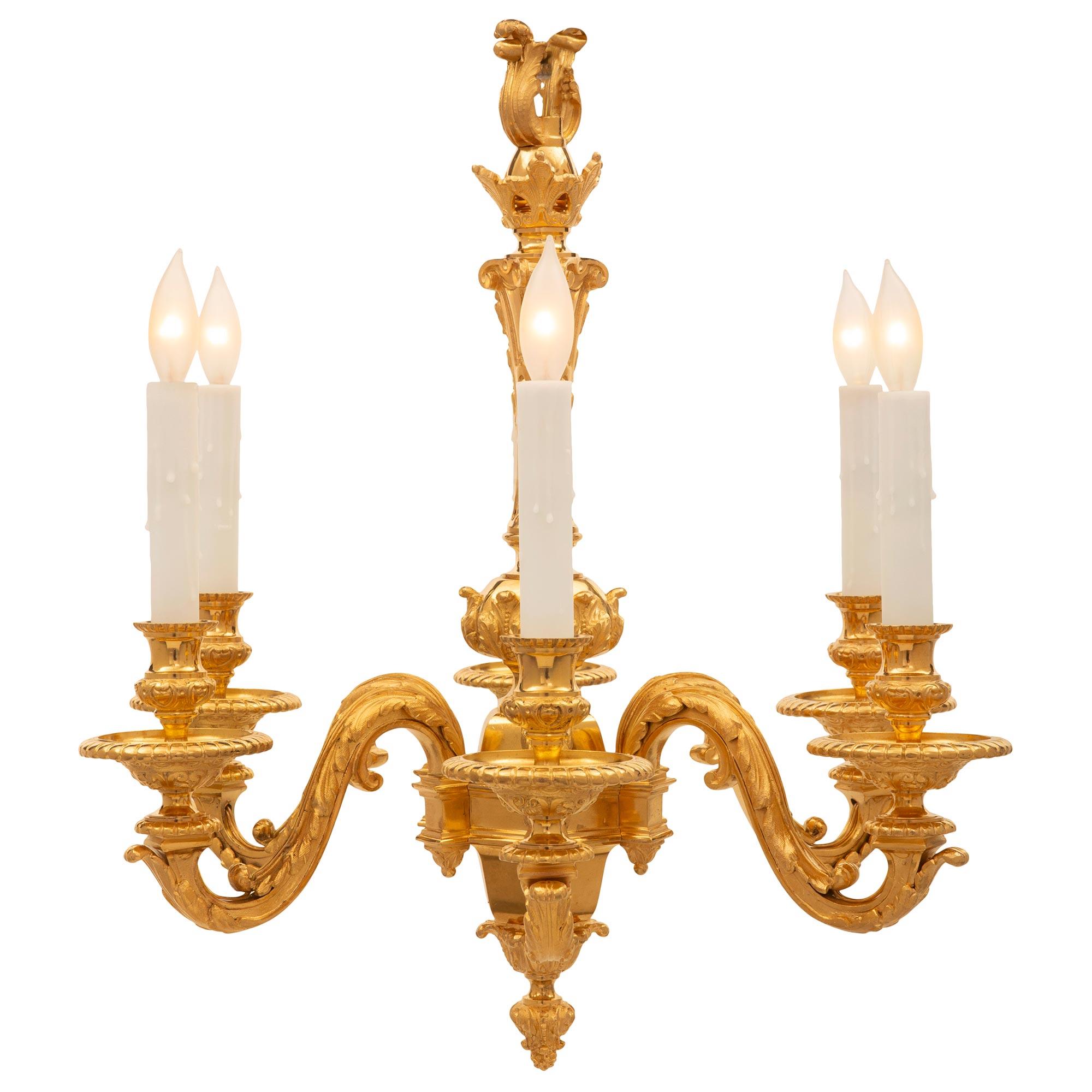 French 19th Century Louis XV St. Ormolu Chandelier Attributed To Vian In Good Condition For Sale In West Palm Beach, FL