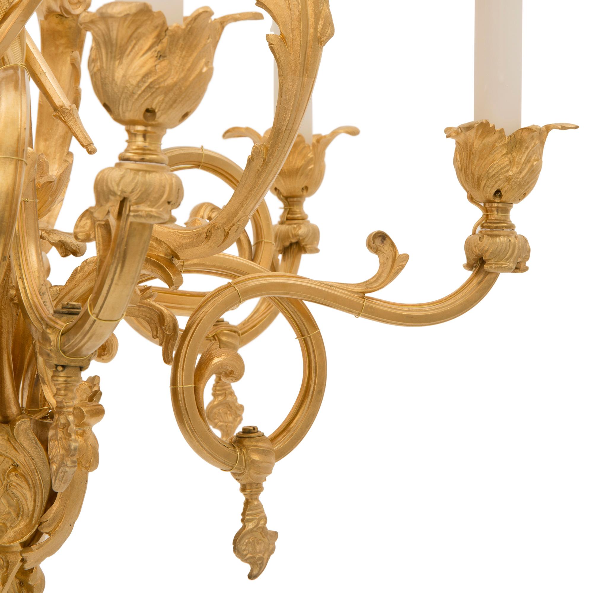 French 19th Century Louis XV St. Ormolu Chandelier For Sale 2