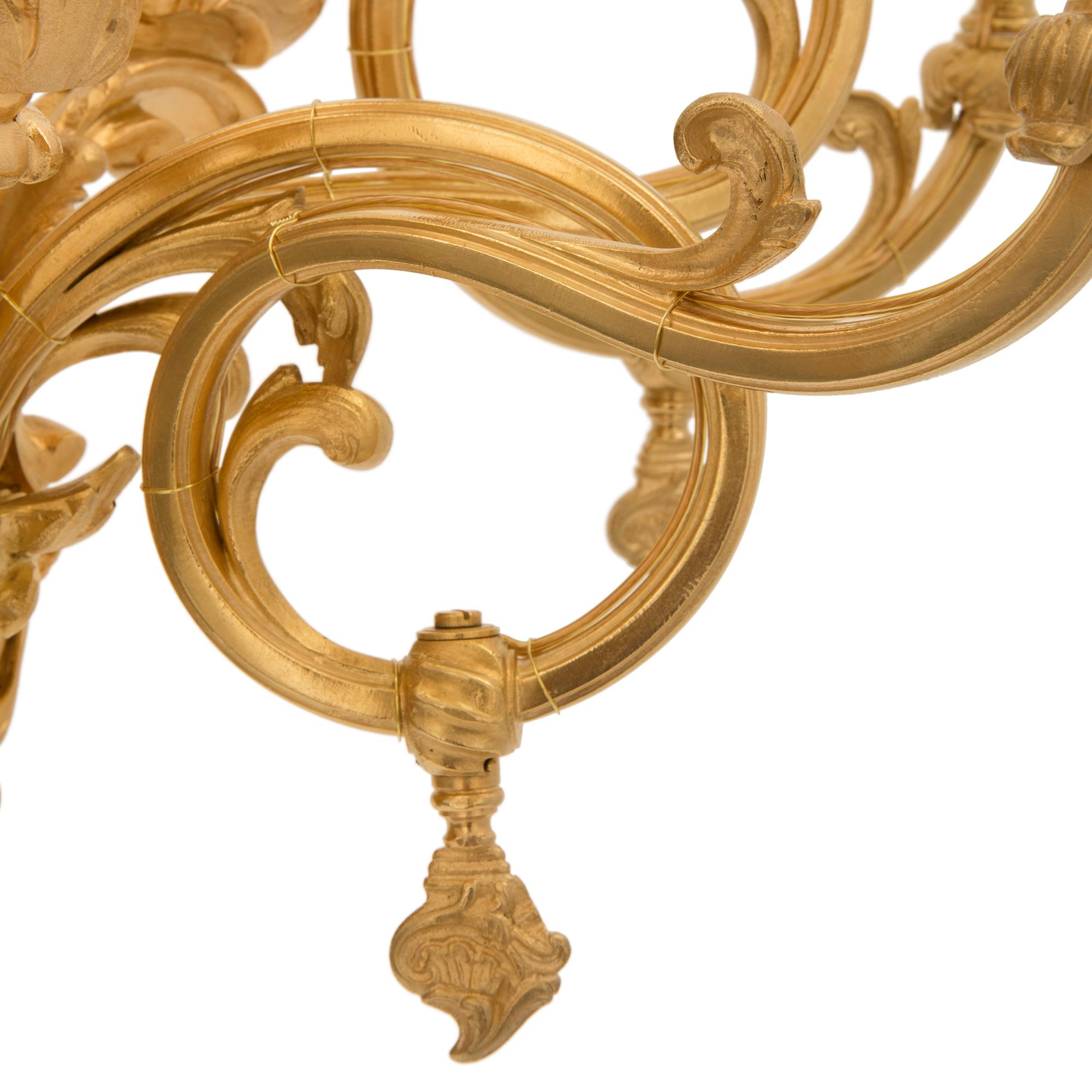 French 19th Century Louis XV St. Ormolu Chandelier For Sale 3