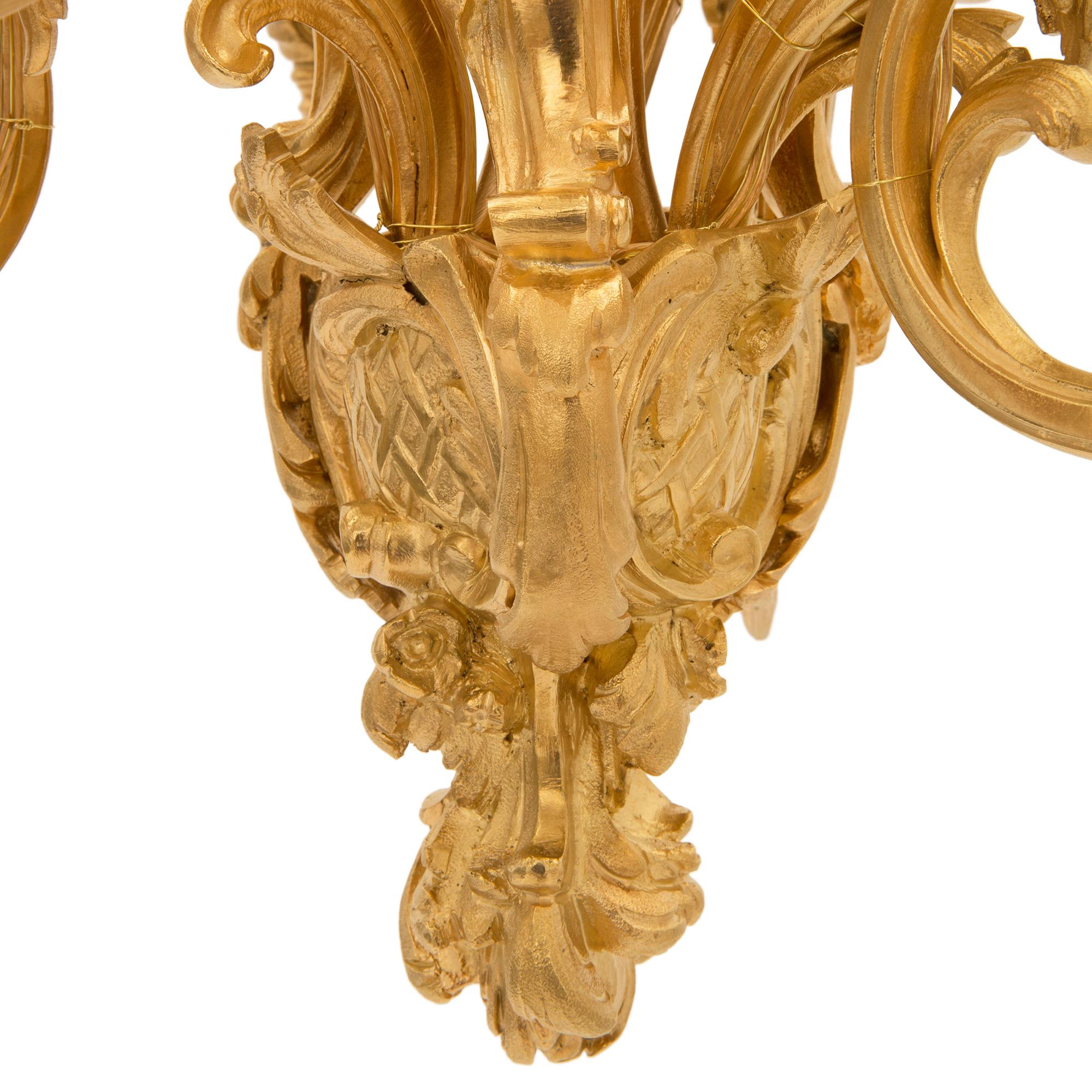 French 19th Century Louis XV St. Ormolu Chandelier For Sale 4
