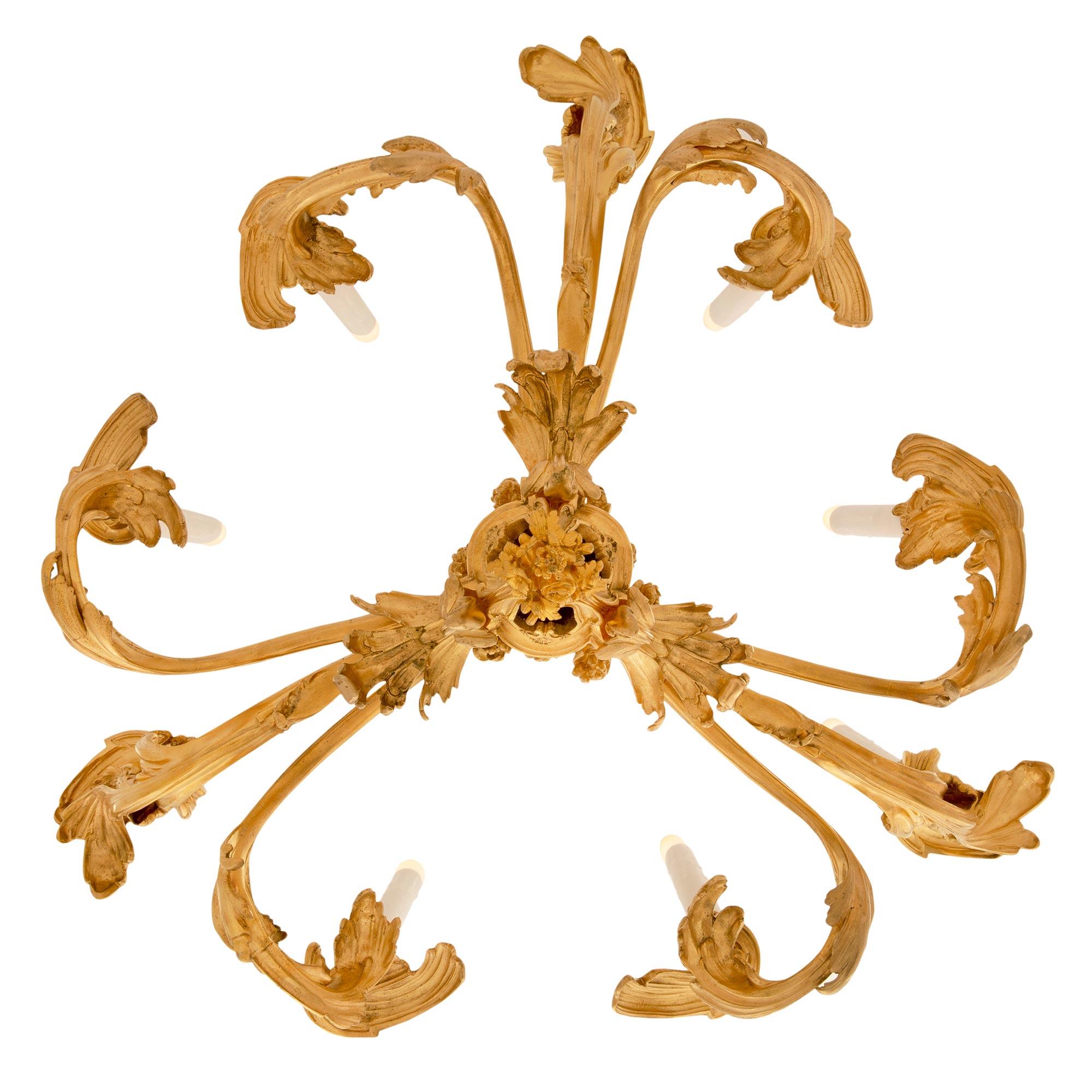 French 19th Century Louis XV St. Ormolu Chandelier For Sale 6