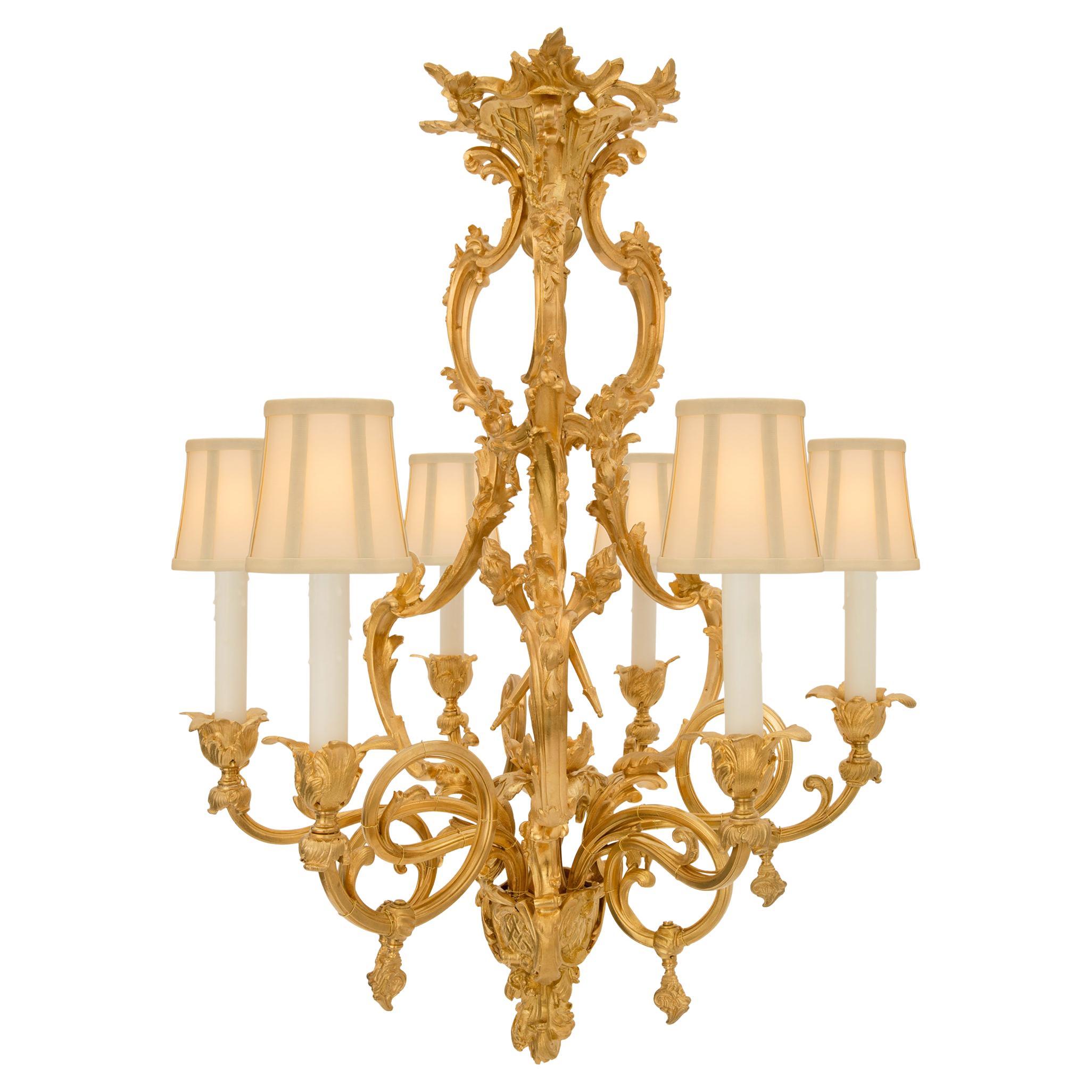 French 19th Century Louis XV St. Ormolu Chandelier For Sale