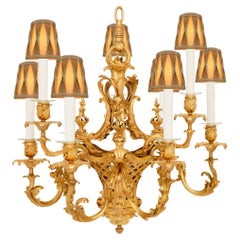 French 19th century Louis XV st. Ormolu chandelier French 19th century Louis XV st. Ormolu chandelier