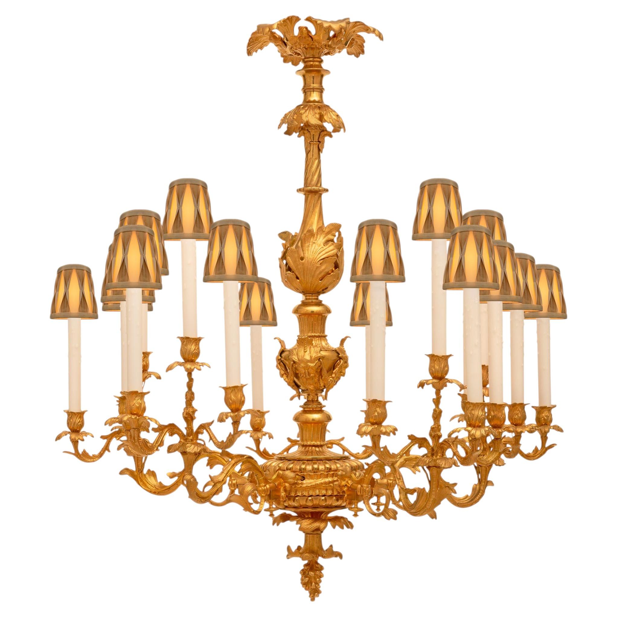 French 19th century Louis XV st. Ormolu chandelier For Sale