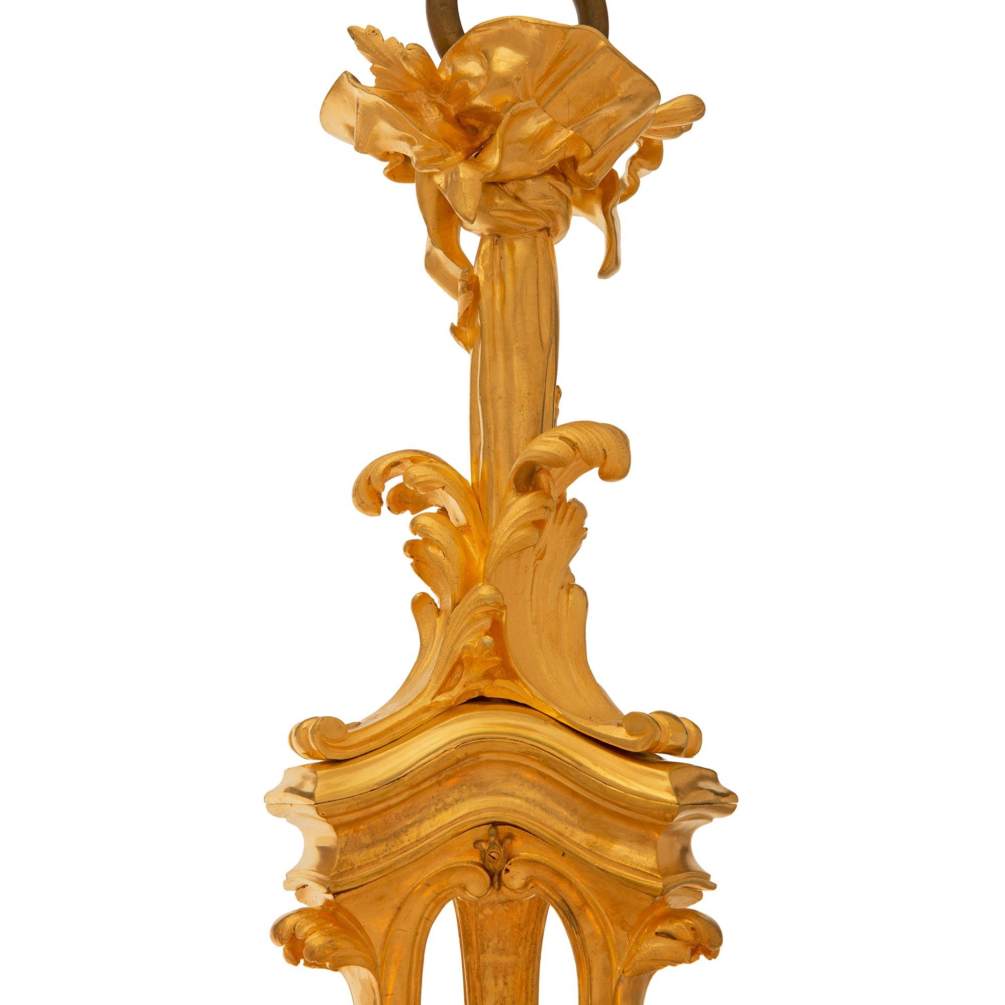 French 19th Century Louis XV St. Ormolu Chandelier Likely by Henry Vian In Good Condition For Sale In West Palm Beach, FL