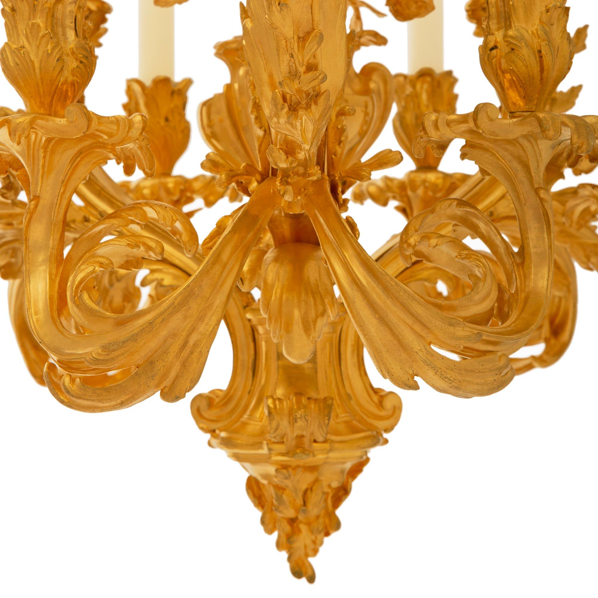 French 19th Century Louis XV St. Ormolu Chandelier Likely by Henry Vian For Sale 3