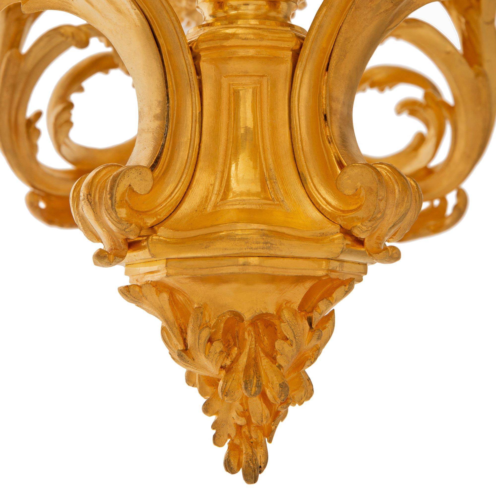 French 19th Century Louis XV St. Ormolu Chandelier Likely by Henry Vian For Sale 4