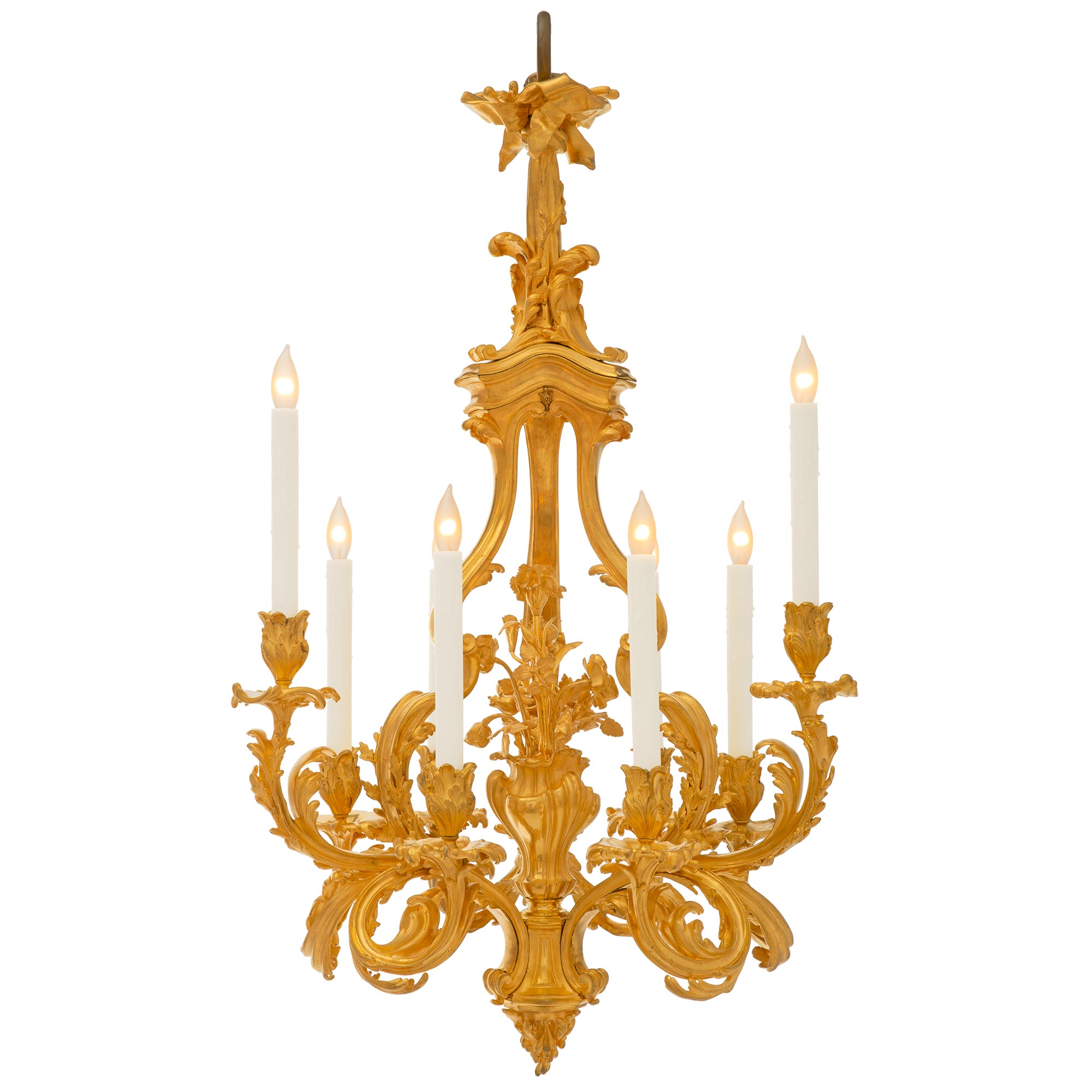 French 19th Century Louis XV St. Ormolu Chandelier Likely by Henry Vian For Sale