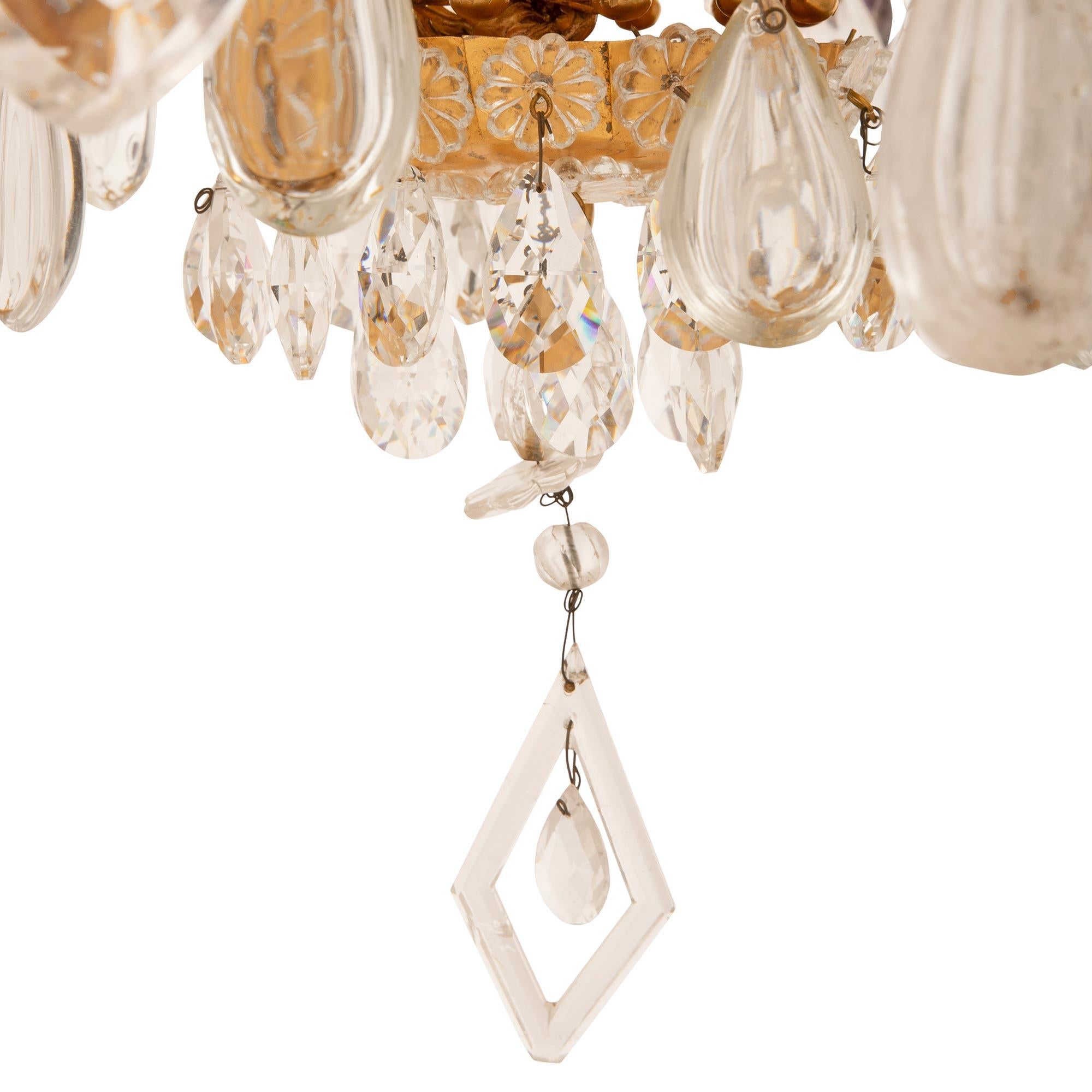 French 19th Century Louis XV St. Ormolu, Crystal And Rock Crystal Chandelier For Sale 5