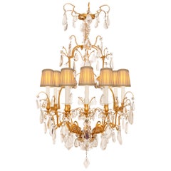 French 19th Century Louis XV St. Ormolu, Crystal And Rock Crystal Chandelier