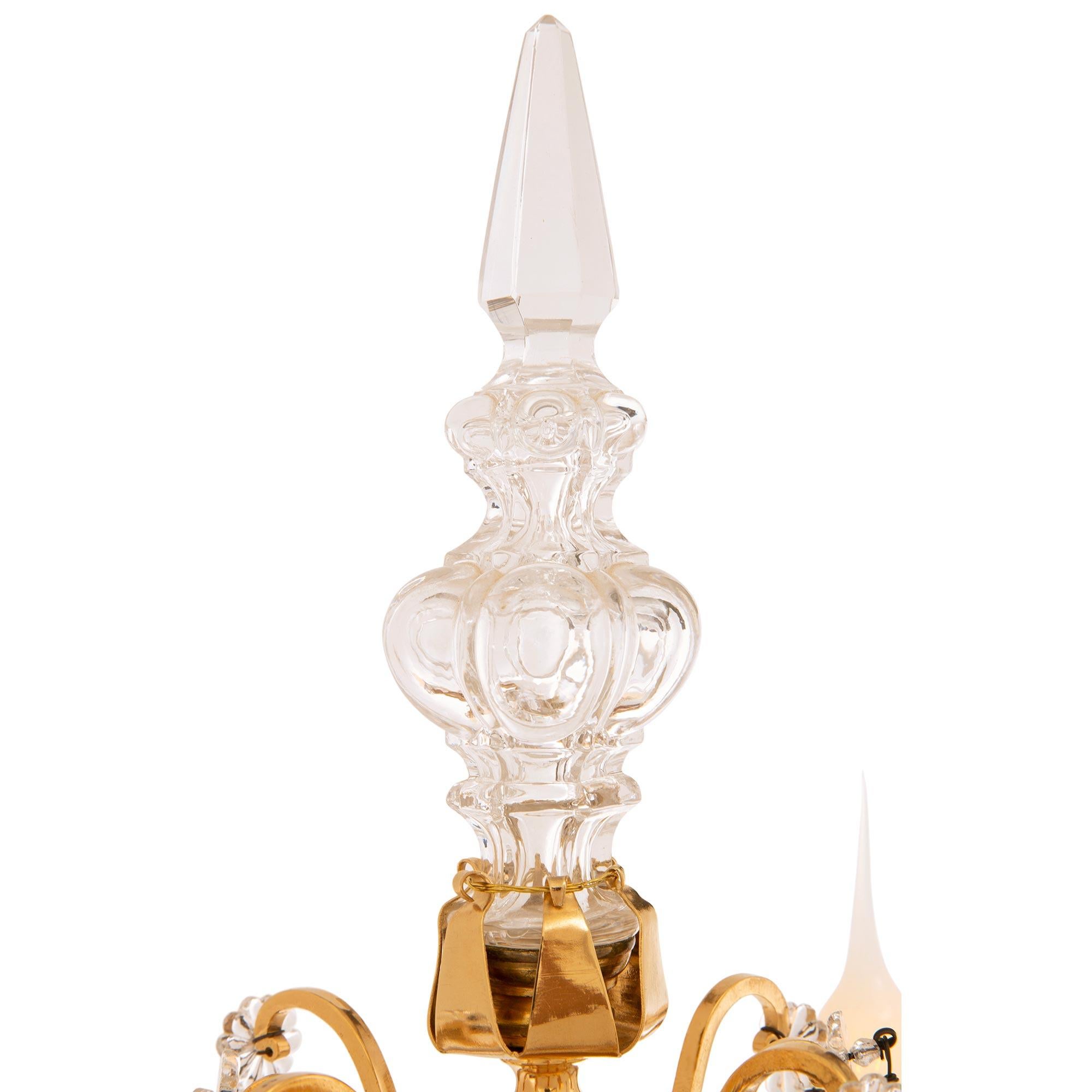 19th Century French 19th century Louis XV st. Ormolu, Glass, and Crystal Girandole lamps For Sale