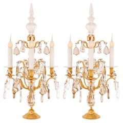 Lampade Girandole francesi del XIX secolo Luigi XV st. in ormolu, vetro e cristallo
