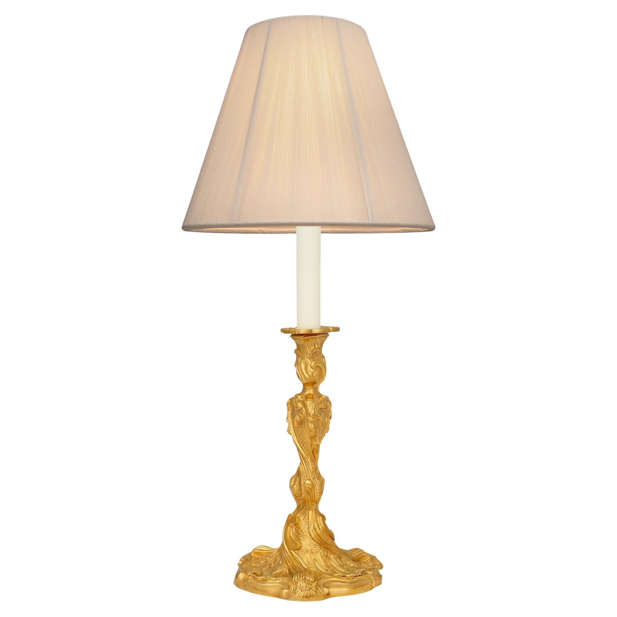 French 19th century Louis XV st. Ormolu lamp