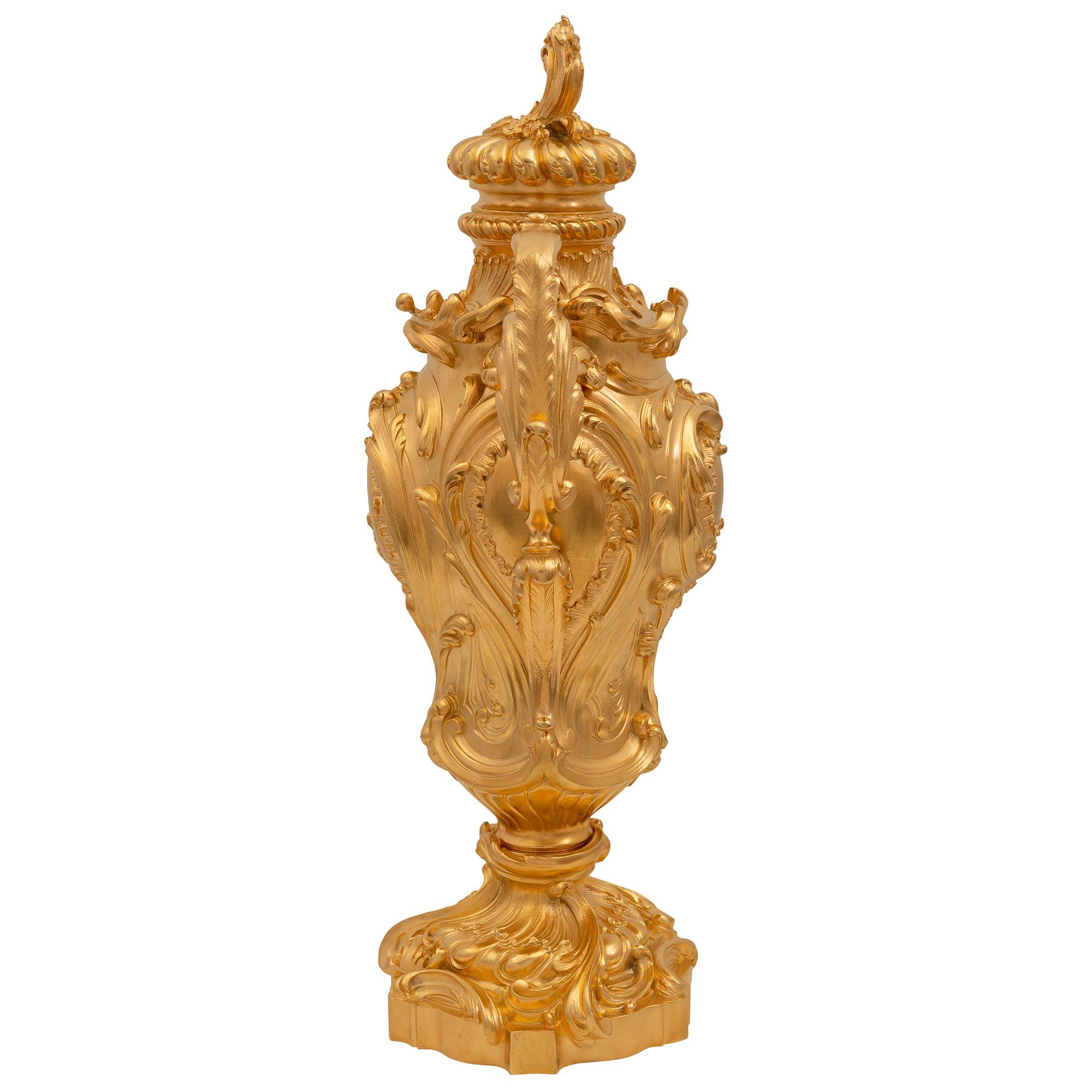 French 19th Century Louis XV St. Ormolu Lidded Urn 1