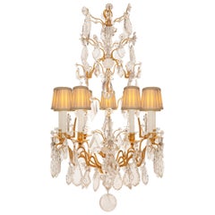 Antique French 19th Century Louis XV St. Ormolu, Rock Crystal And Crystal Chandelier