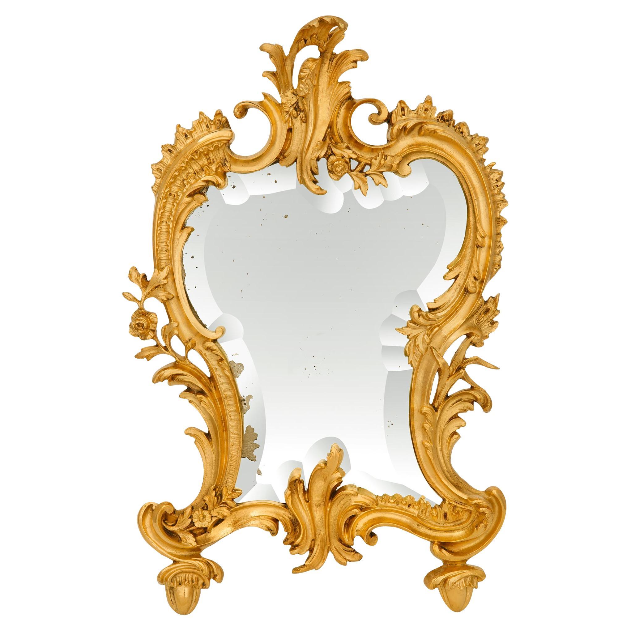 French 19th century Louis XV st. Ormolu table top mirror For Sale