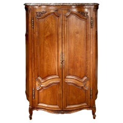 French 19th Century Louis XV St. Patinated Oak Armoire