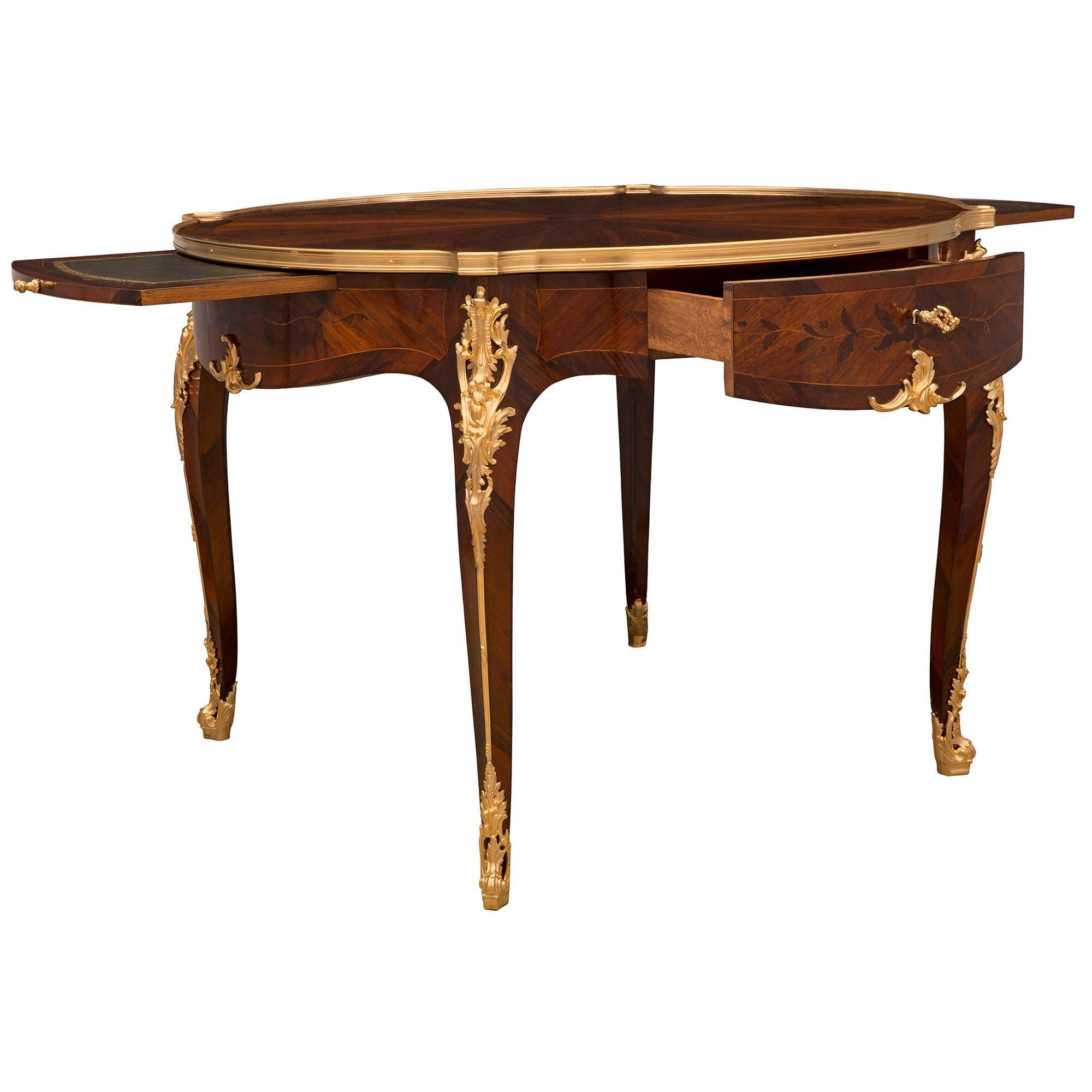 French 19th Century Louis XV St. Rosewood and Ormolu Side Table / Center Table For Sale 2