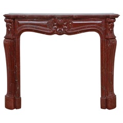 French 19th Century Louis XV St. Rouge Griotte Marble Mantel