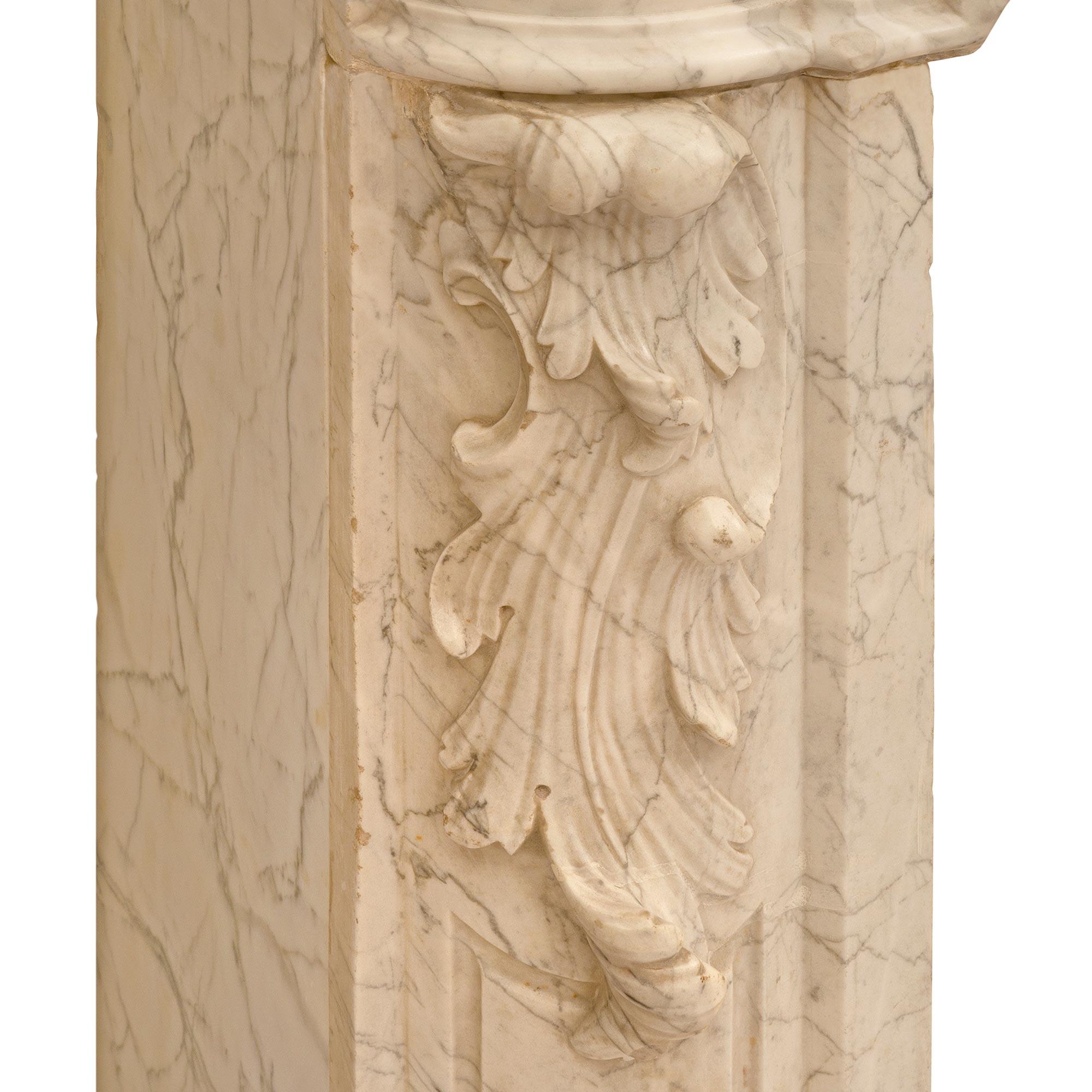 French 19th Century Louis XV St. Sarrancolin Marble Fireplace Mantel For Sale 2