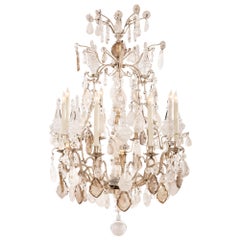 French 19th Century Louis XV St. Silvered Bronze And Rock Crystal Chandelier
