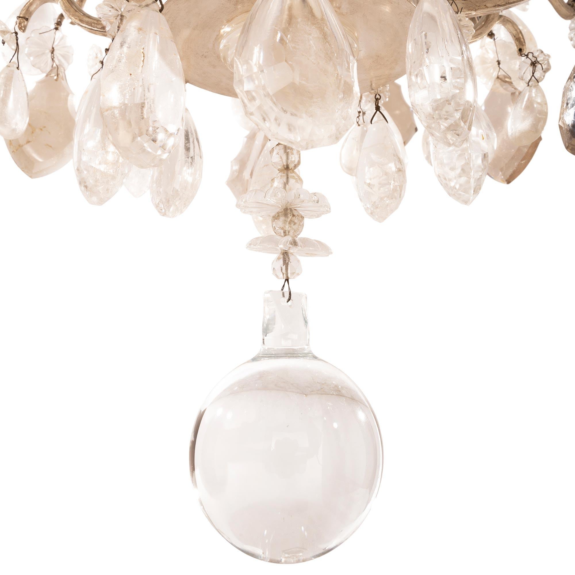 Lampadario francese del XIX secolo St. Silver in bronzo argentato e cristallo di rocca in vendita 1