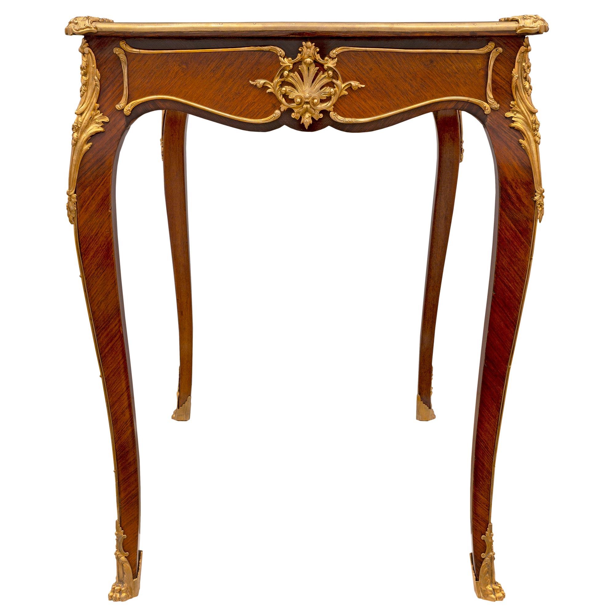 French 19th Century Louis XV St. Tulipwood and Kingwood Desk 2
