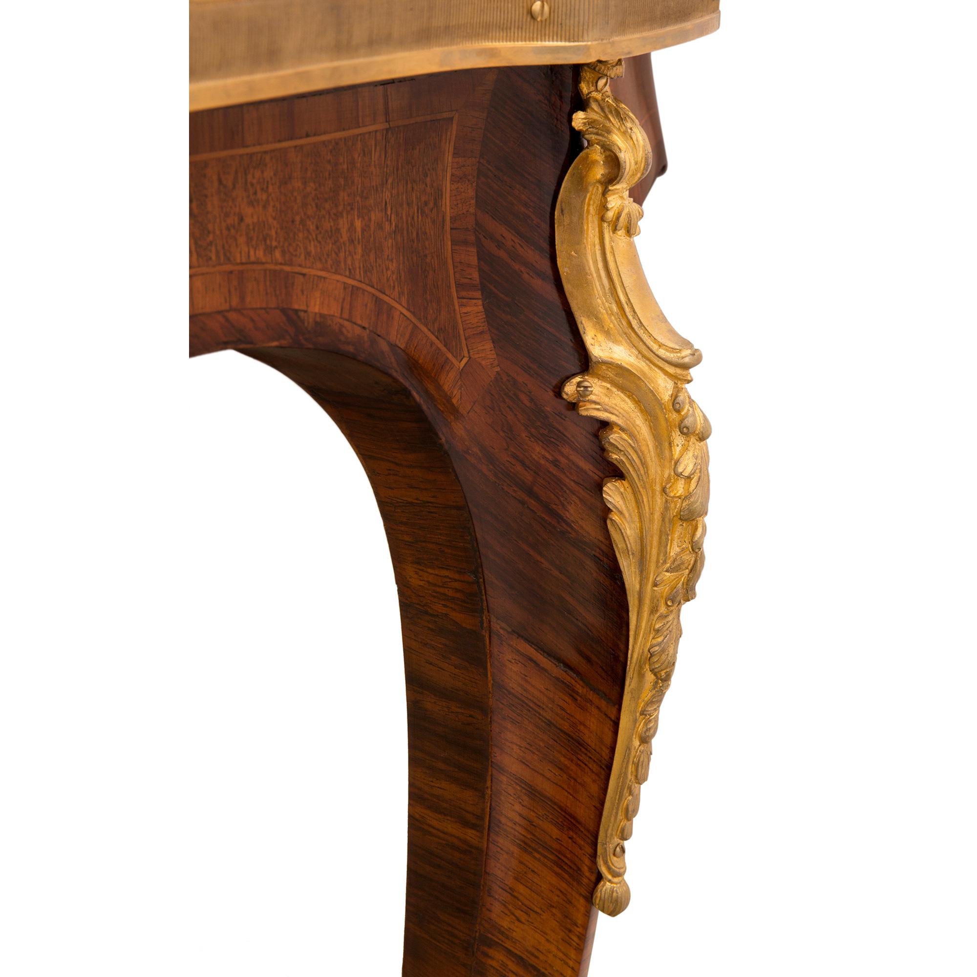 French 19th Century Louis XV St. Tulipwood, Kingwood and Ormolu Table For Sale 3