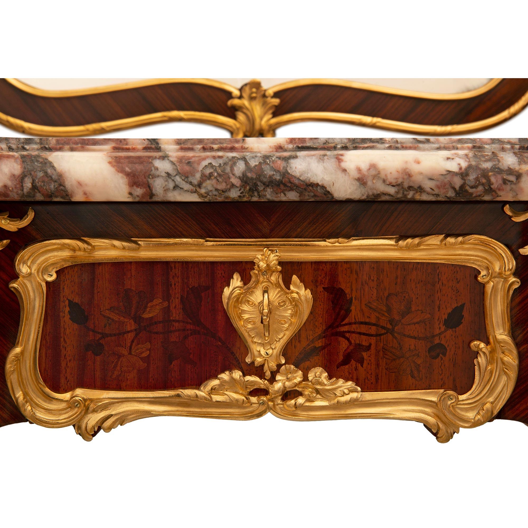 French 19th Century Louis XV St. Tulipwood, Kingwood And Ormolu Vanity Table For Sale 4